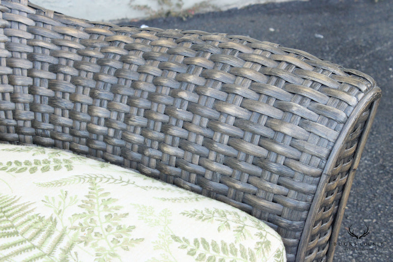 Pair of Woven Outdoor Rattan Lounge Armchairs