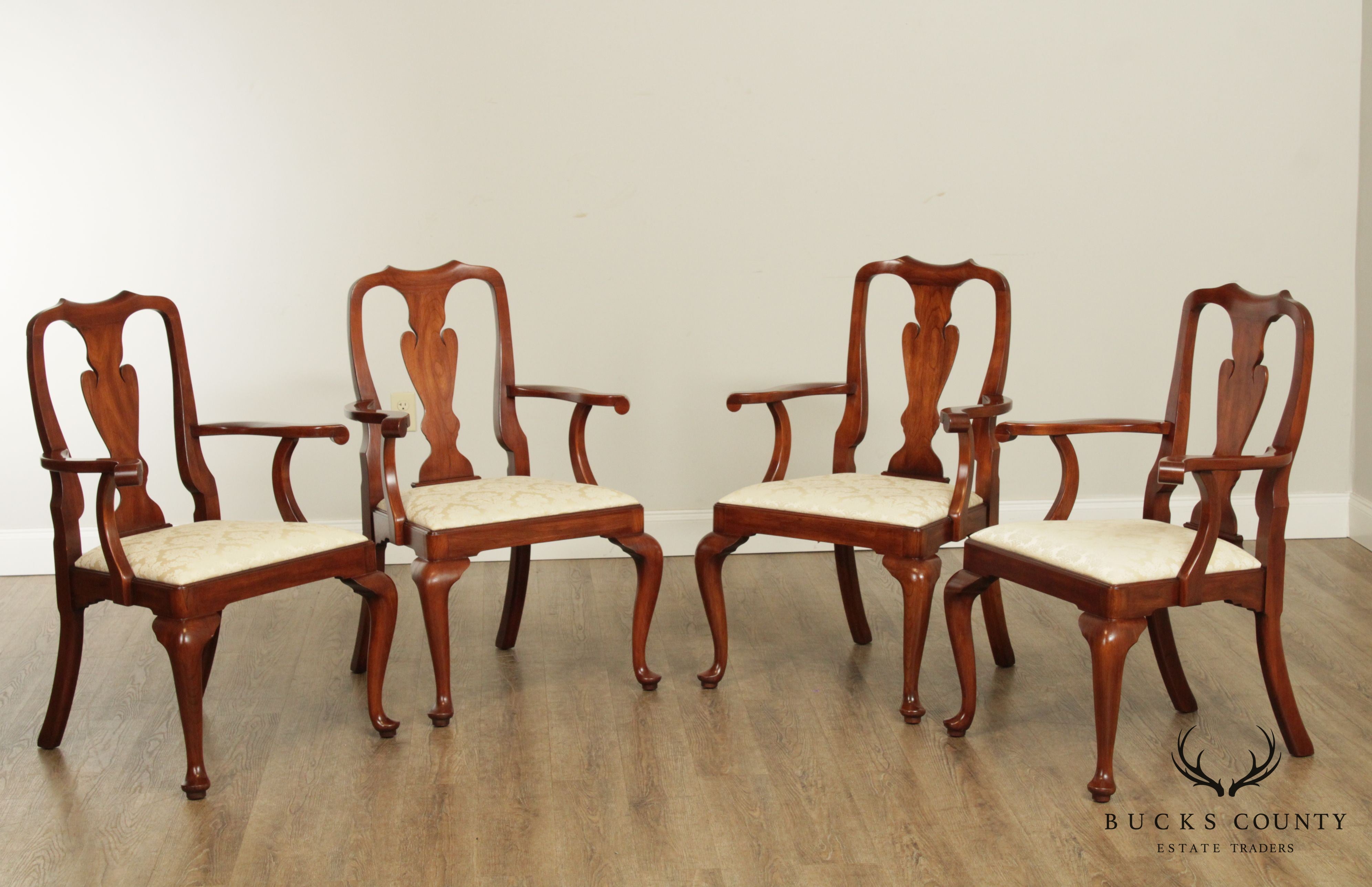 Henkel Harris Solid Cherry Set 4 Queen Anne Armchairs