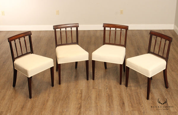 Sheraton Style 1940's Vintage Mahogany Set Of Four Dining Chairs