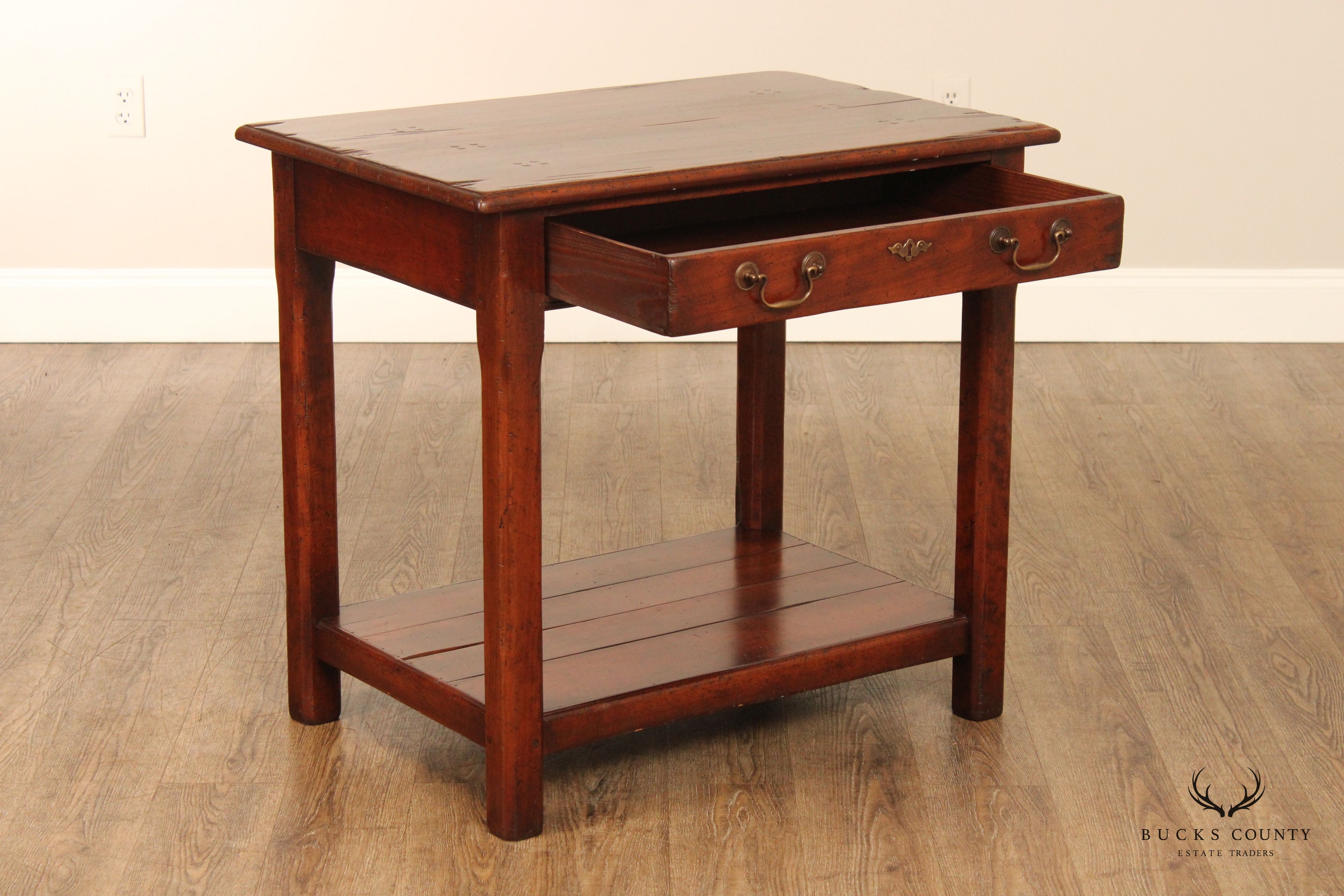 Rustic Chippendale Style One Drawer Two-Tier Work Table