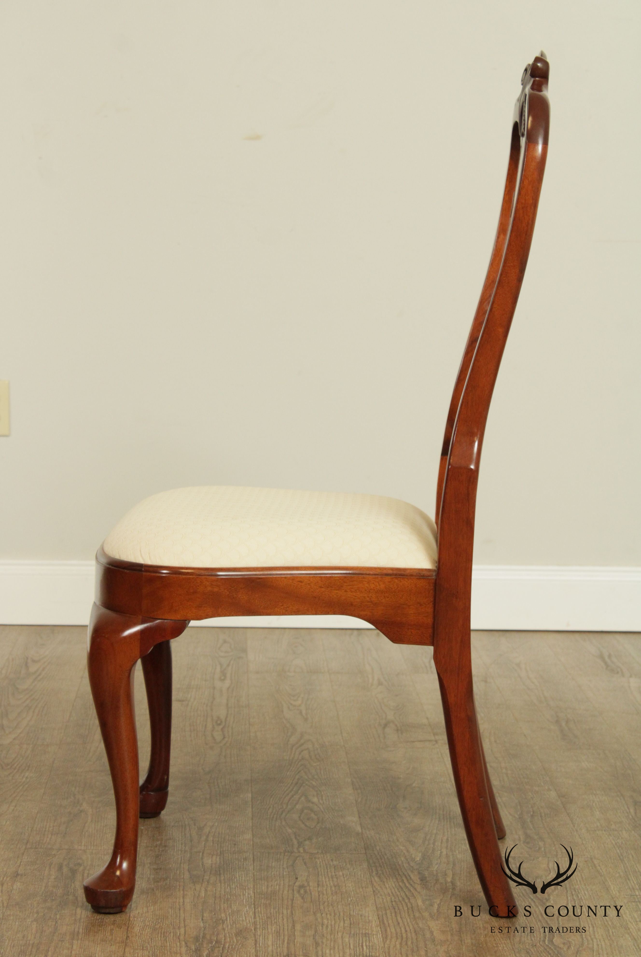 Stickley Mahogany Set 8 Queen Anne Style Dining Chairs