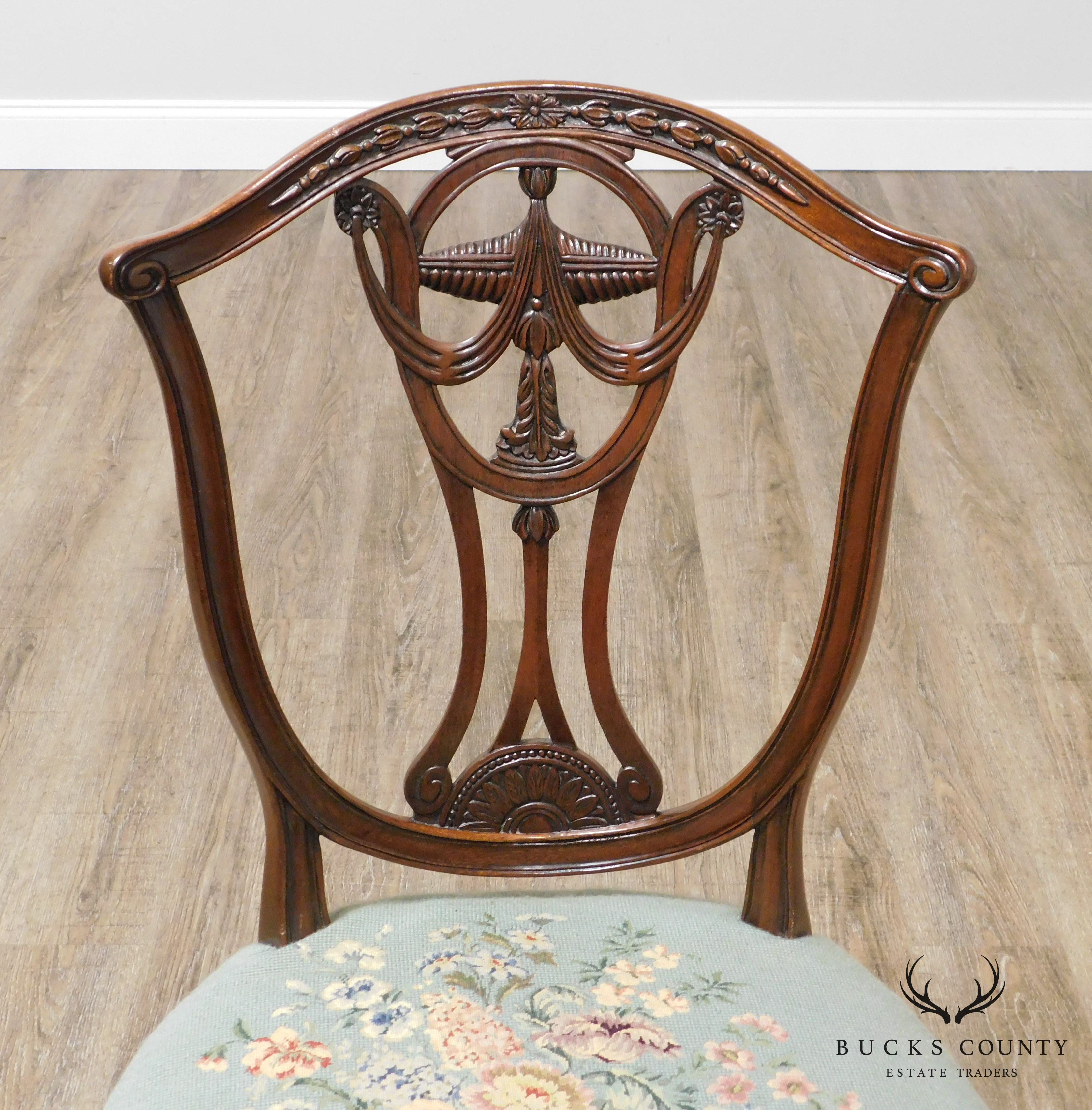 Hepplewhite Style Vintage Custom Quality Mahogany Side Chair