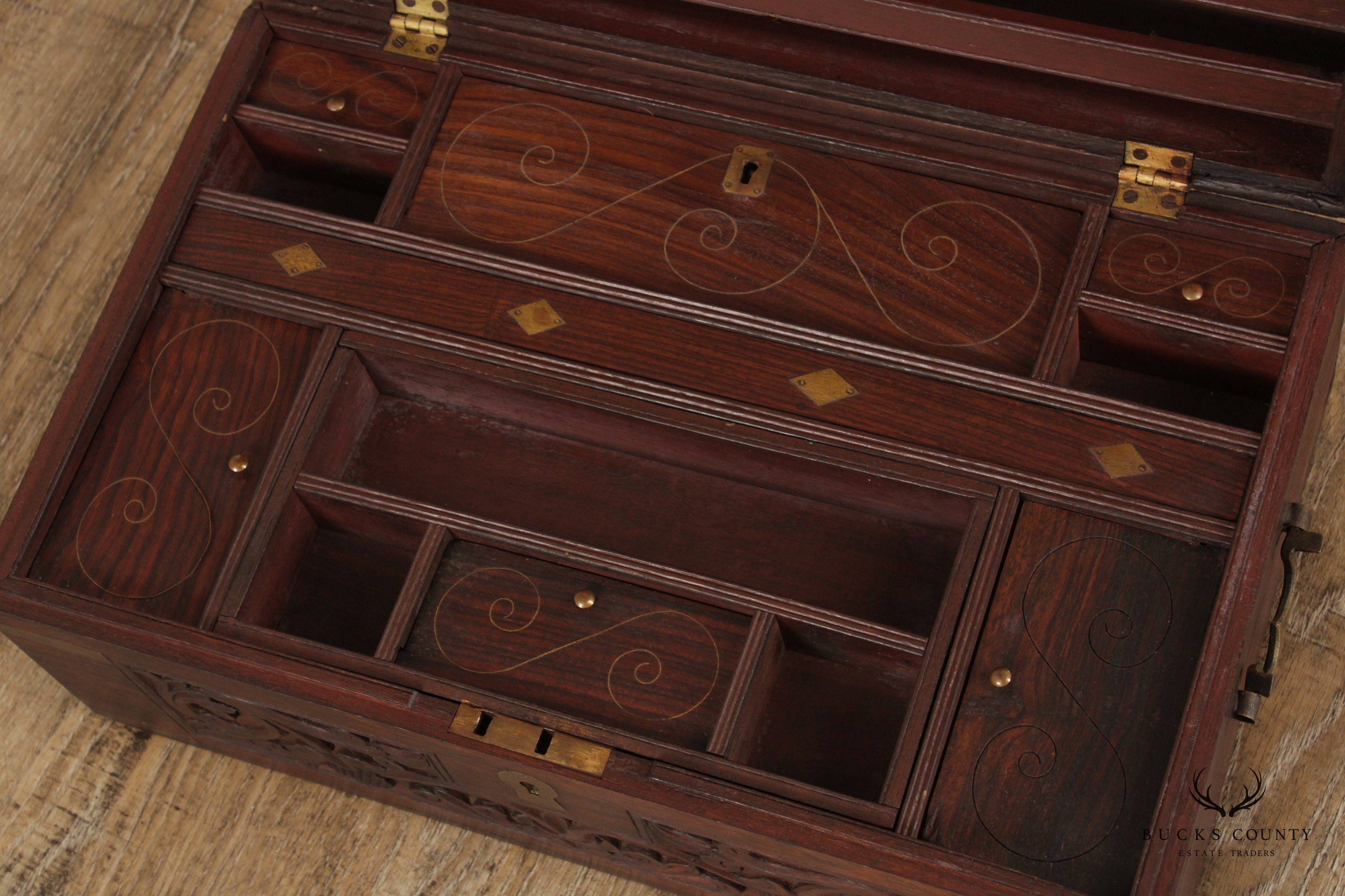 Antique 19th Century Anglo Indian Rosewood Travel Desk