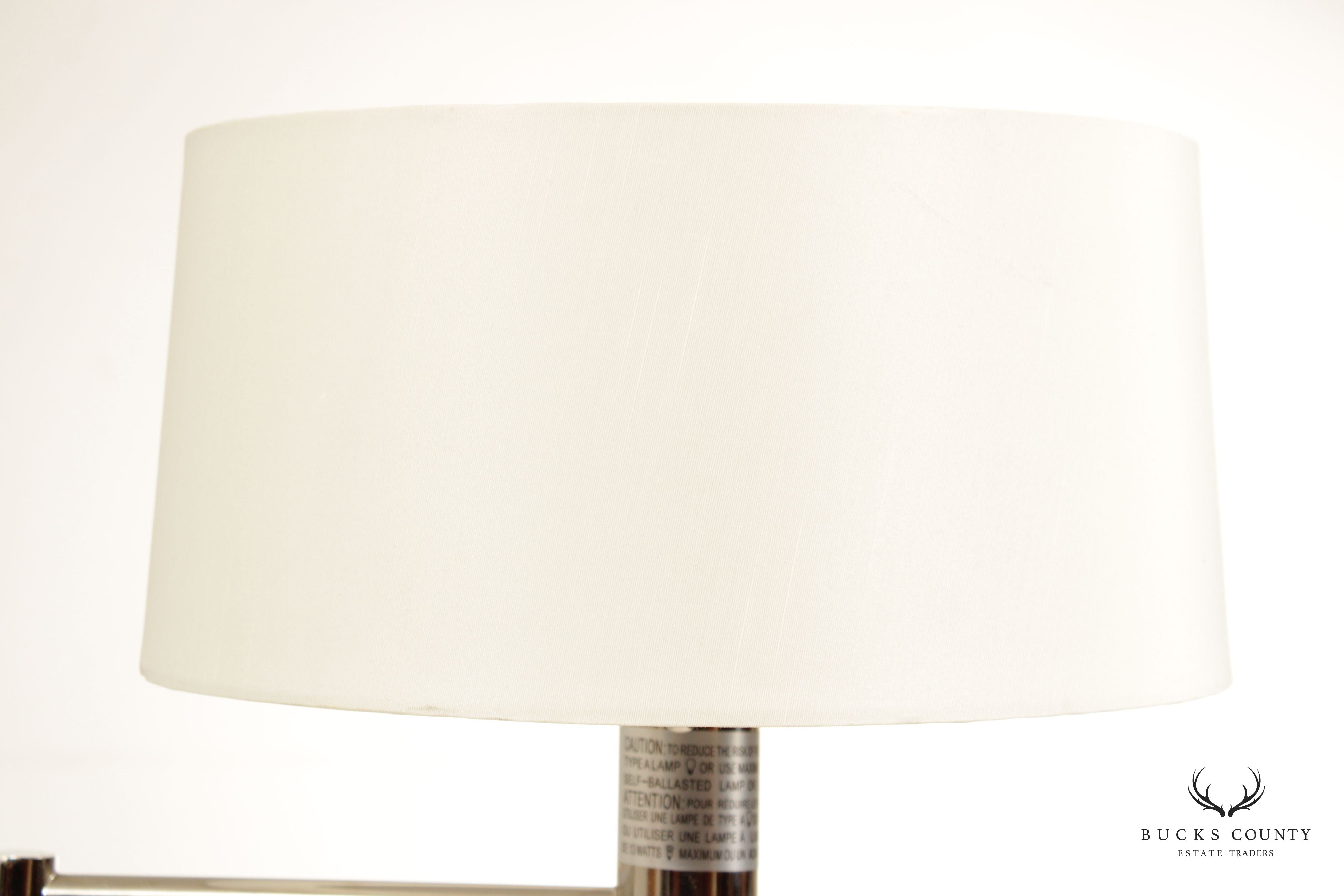 Ralph Lauren Modern Pair of Chrome Swing Arm Table Lamps