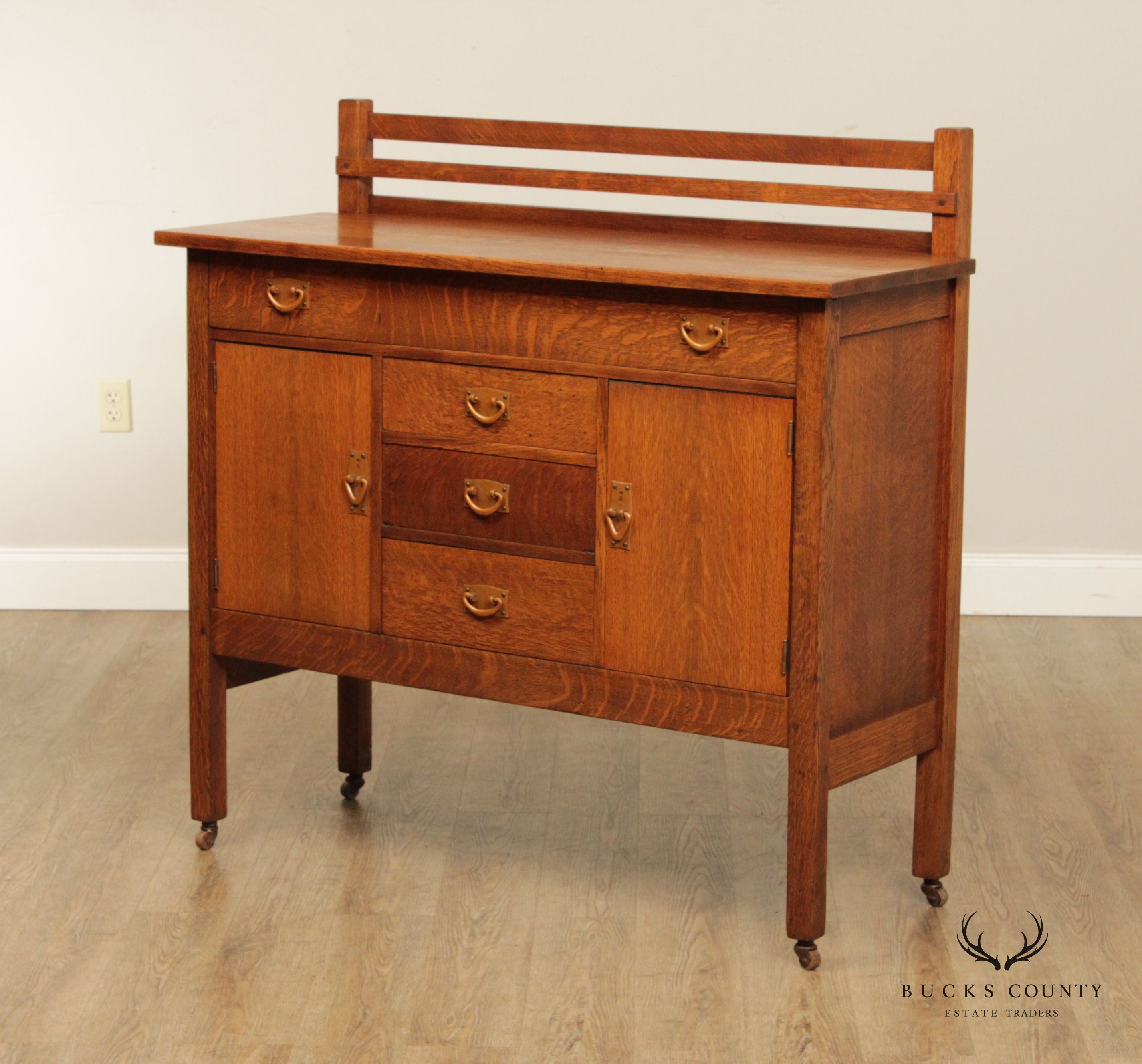 Gustav Stickley Antique Arts and Crafts Oak Sideboard