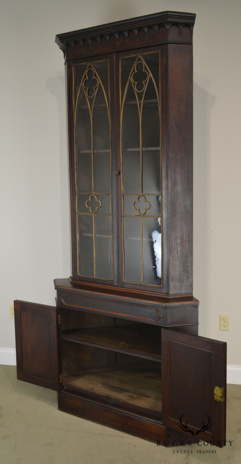 American Gothic Antique Rosewood Corner Cabinet Attributed to Meeks