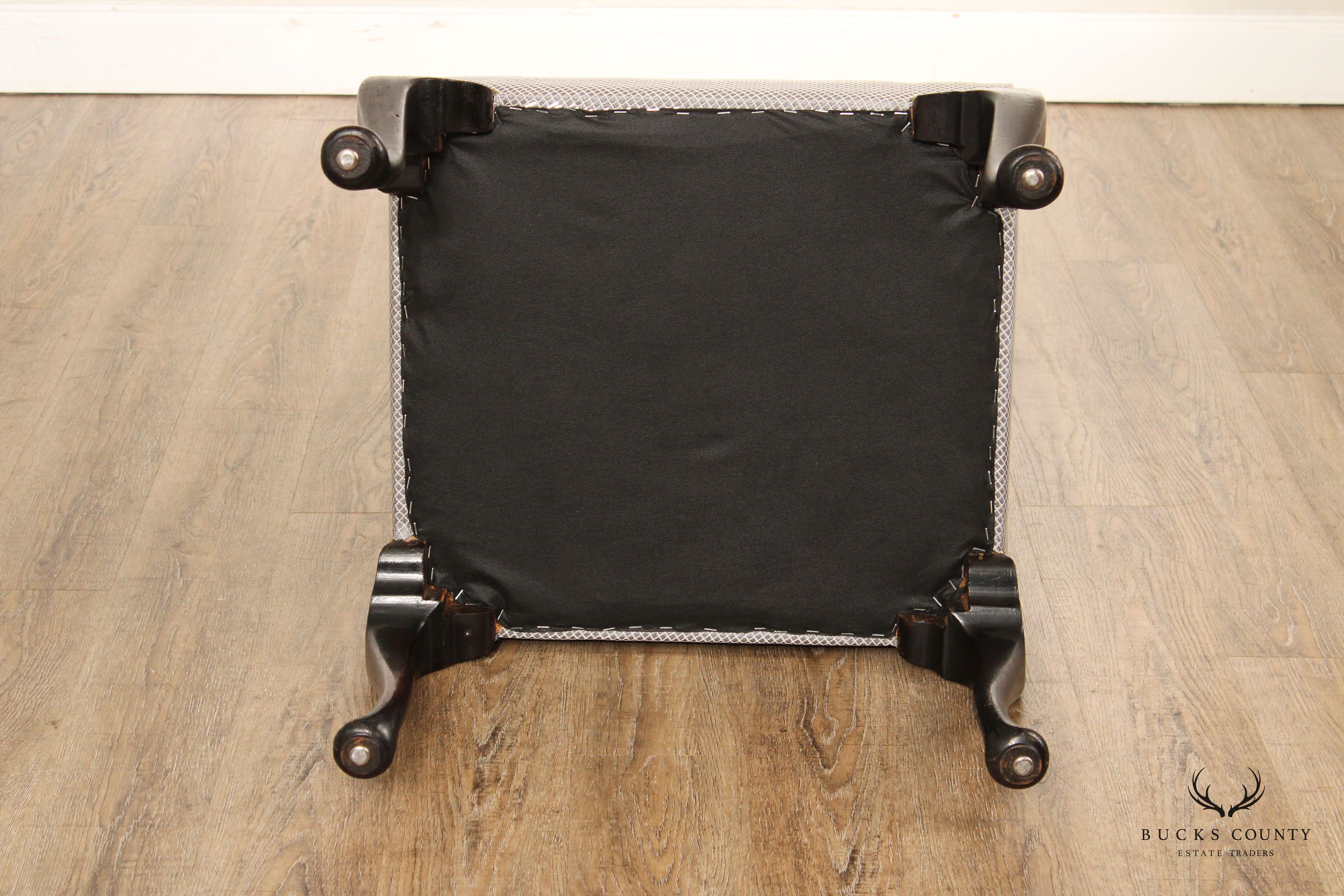 Queen Anne Style Custom Upholstered Foot Stool