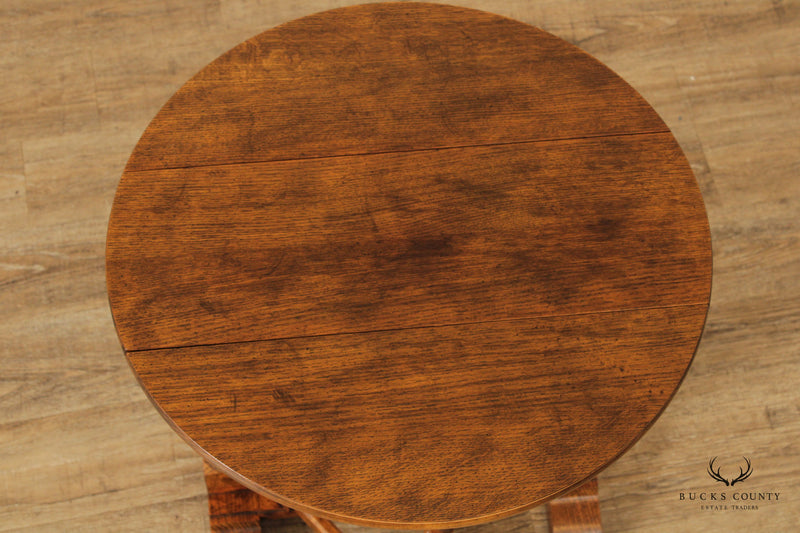 Baker Furniture Jacobean Style Oak Barley Twist Drop Leaf Table