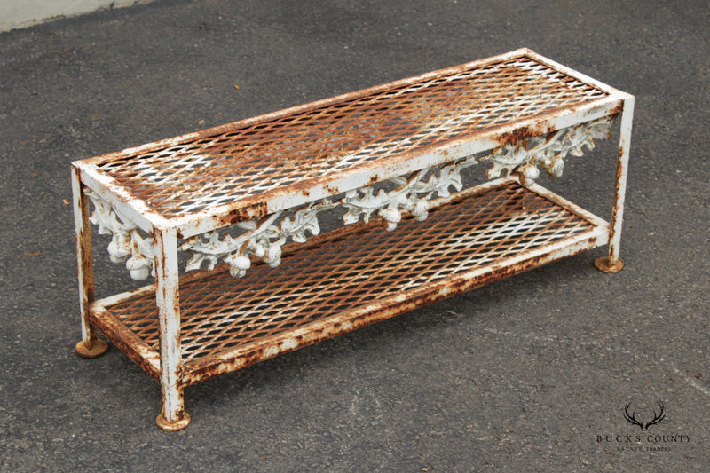Vintage Wrought Iron Outdoor Patio Cocktail Coffee Table