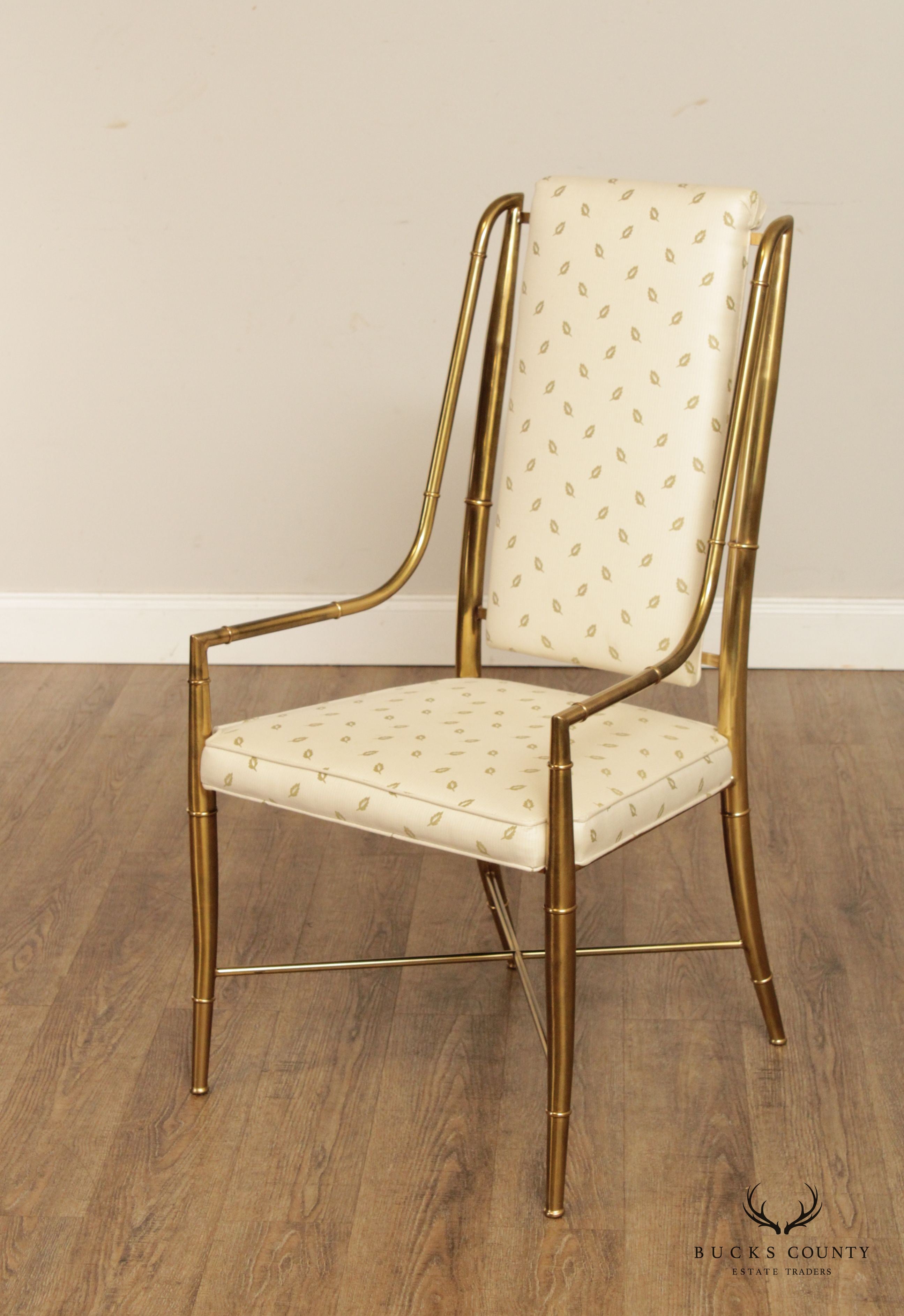 Mastercraft Vintage Hollywood Regency Pair of Faux Bamboo Brass Armchairs