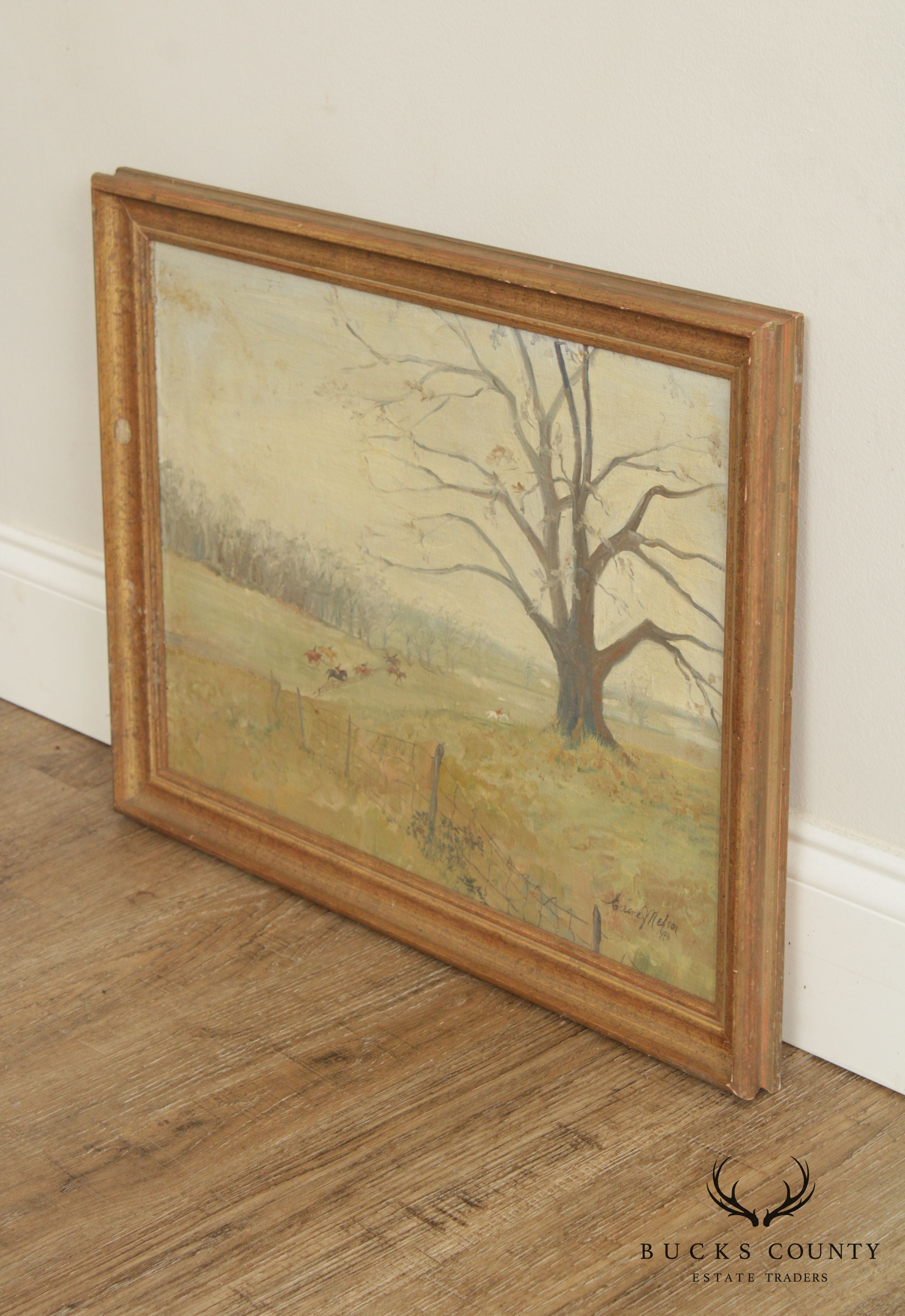 Erlene J. Nelson Vintage Pasture Landscape Painting