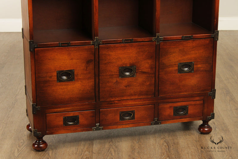 Theodore Alexander Campaign Style Leather Wrapped Bookcase