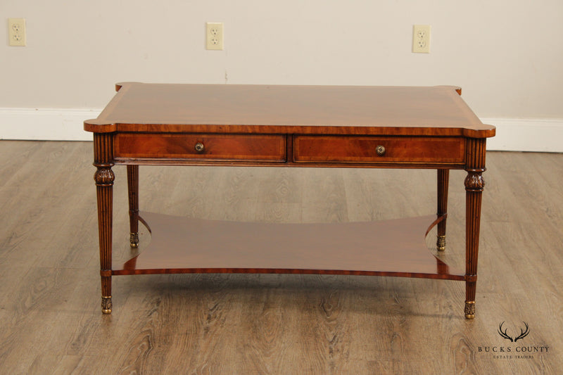 Quality Flame Mahogany Cocktail Table with Four Drawers