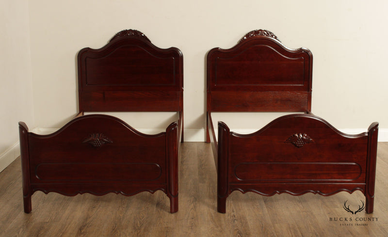 Davis Cabinet Co. Lillian Russell Collection Pair of Cherry Twin Beds