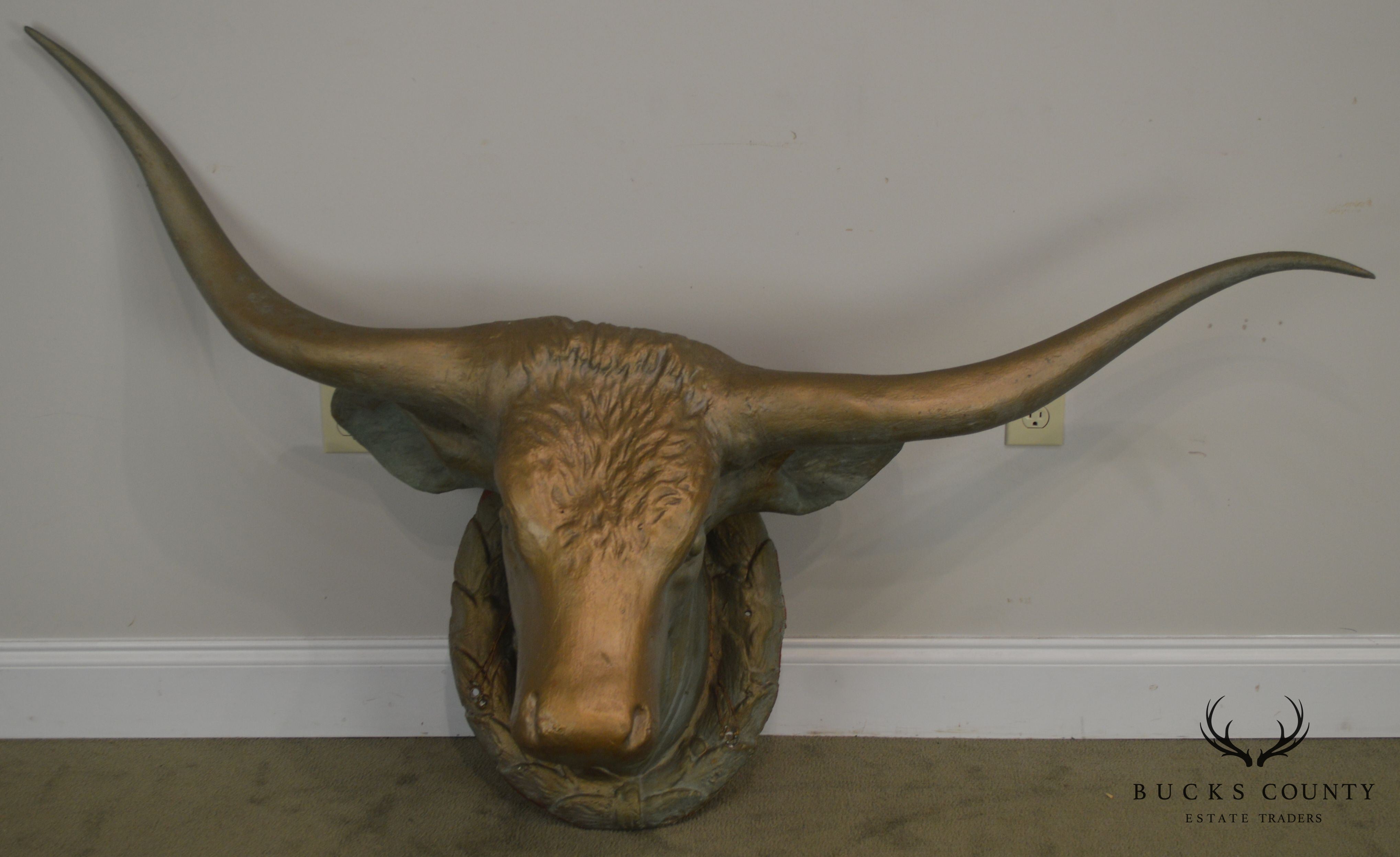 1960's Vintage Life Size Fiberglass Bull Head Wall Mount