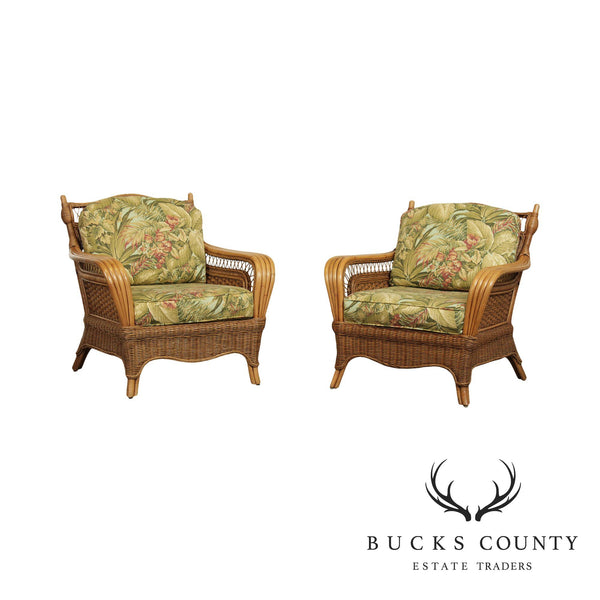 Braxton Culler Vintage Wicker Pair Lounge Chairs