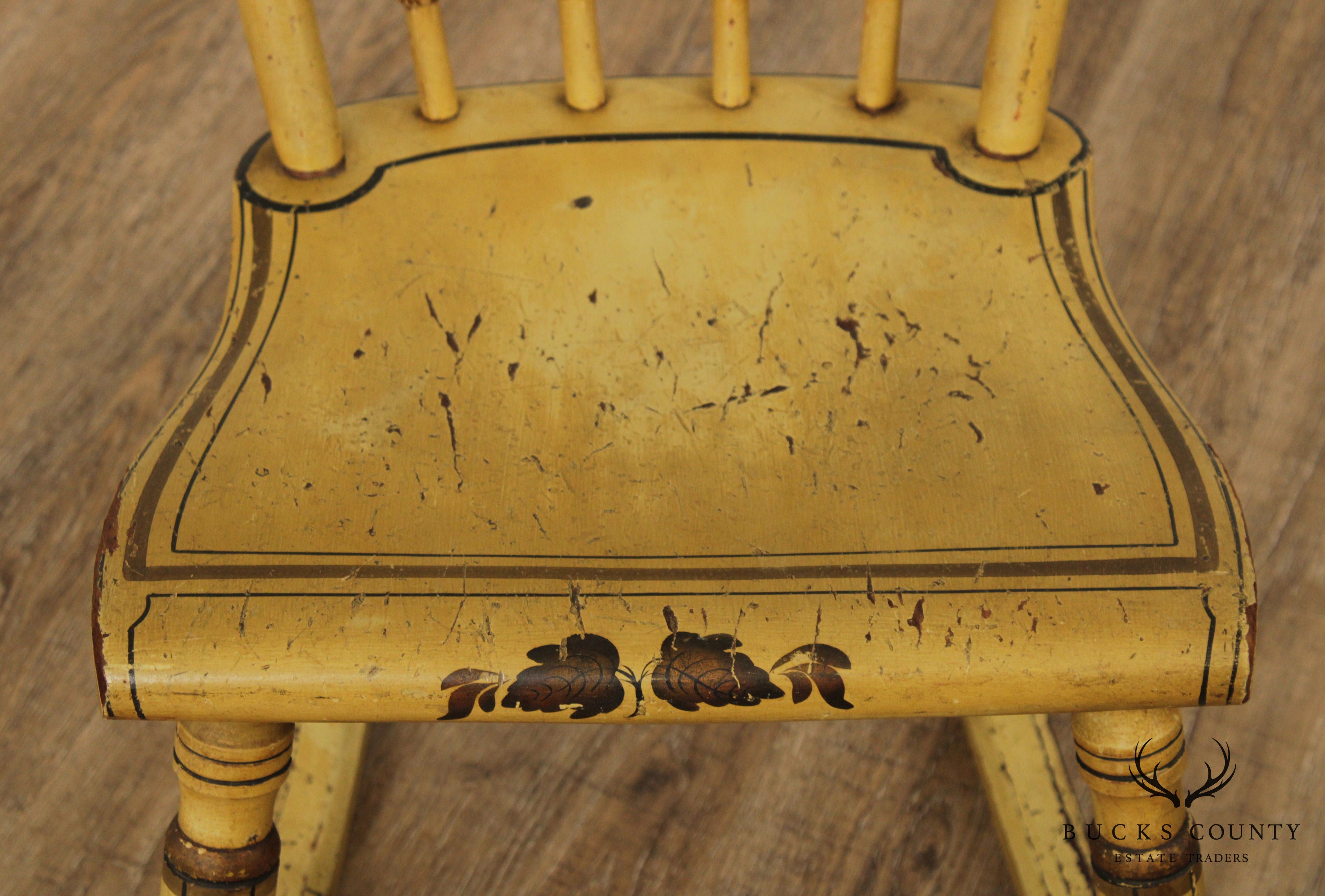 Antique 19tth Century Hand Painted Childs Rocking Chair