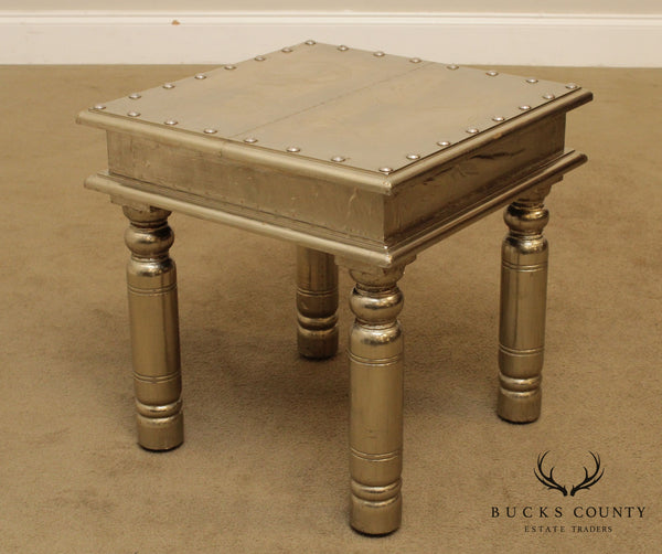 Square Silver Foil Wrapped Side Table