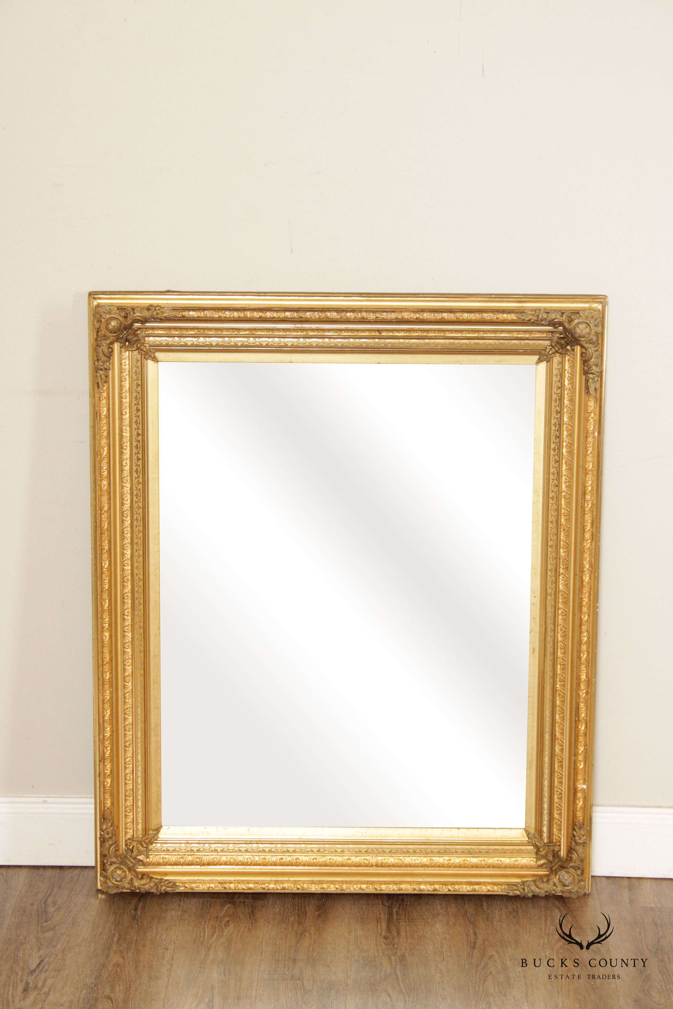 Antique Victorian Carved Giltwood Frame Wall Mirror