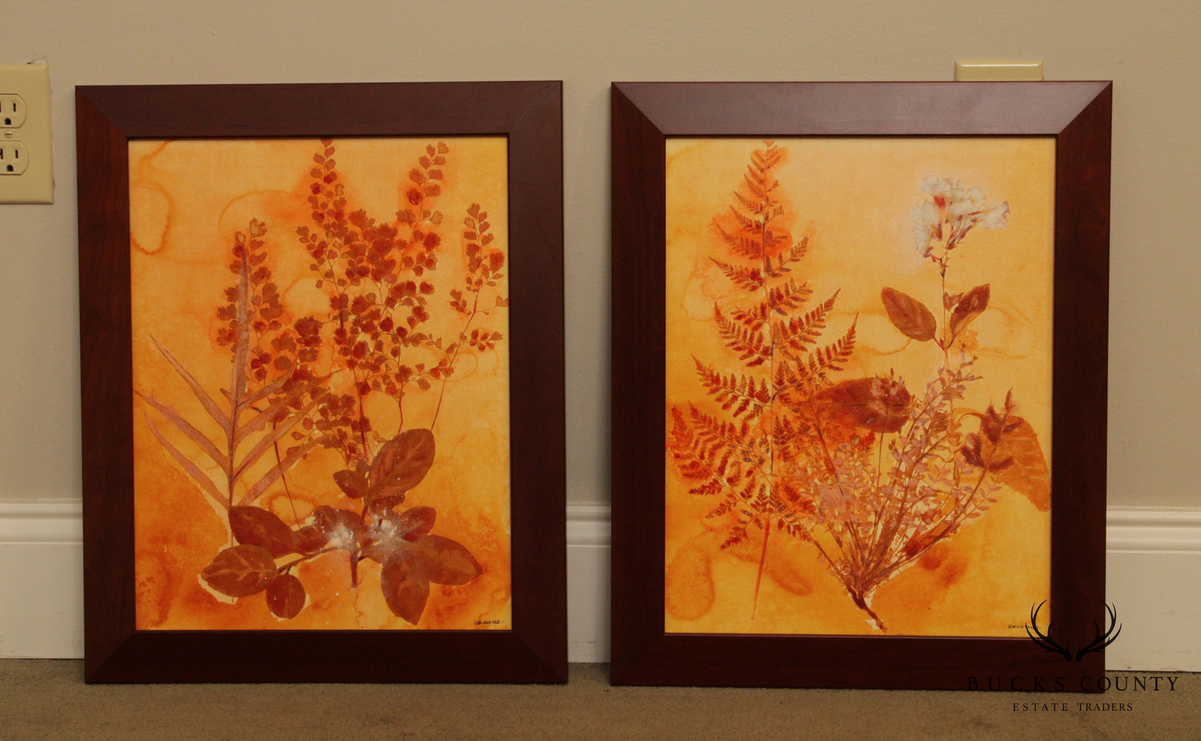 Pair of Botanical Ink-Wash Paintings