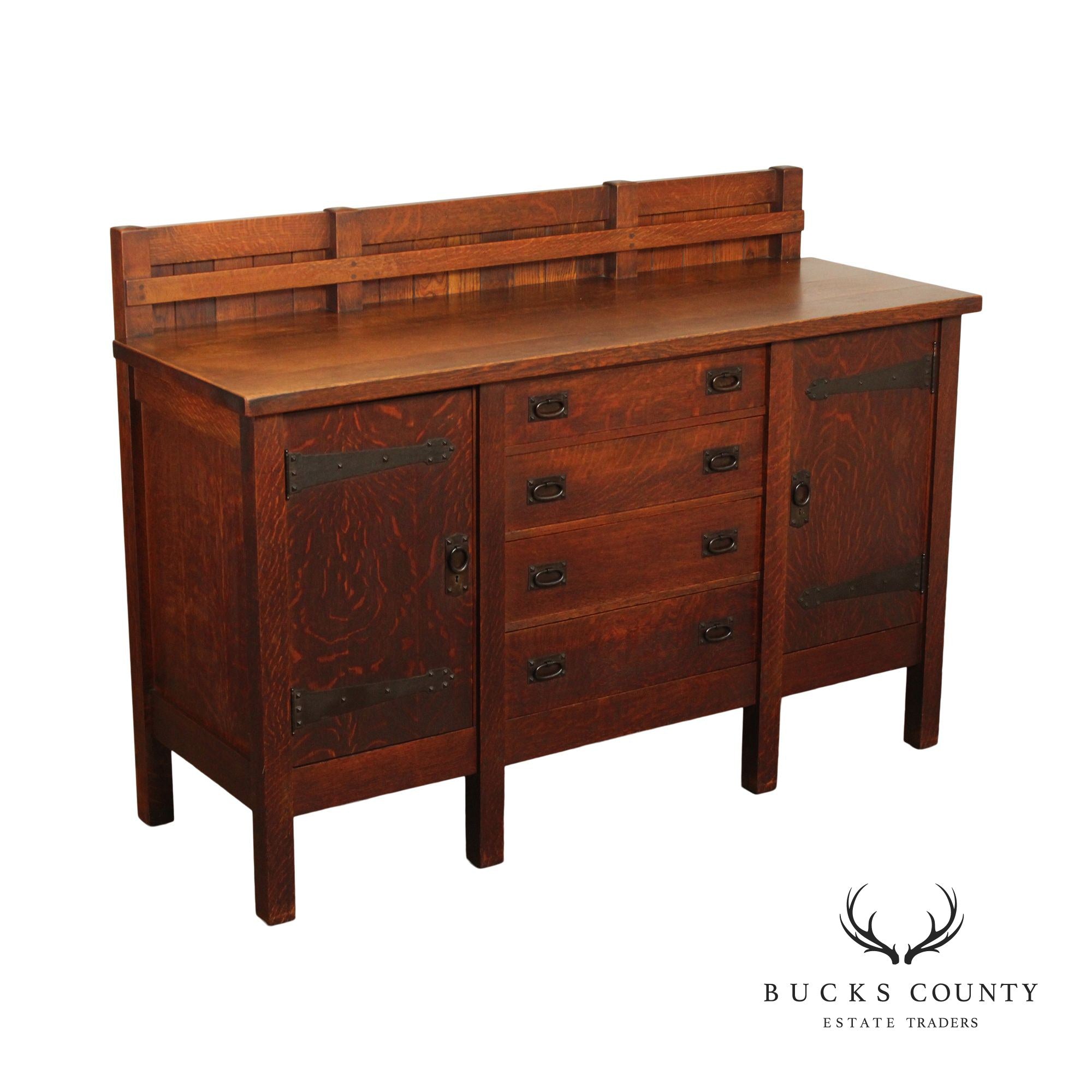 Gustav Stickley Mission Eight Leg Oak Sideboard