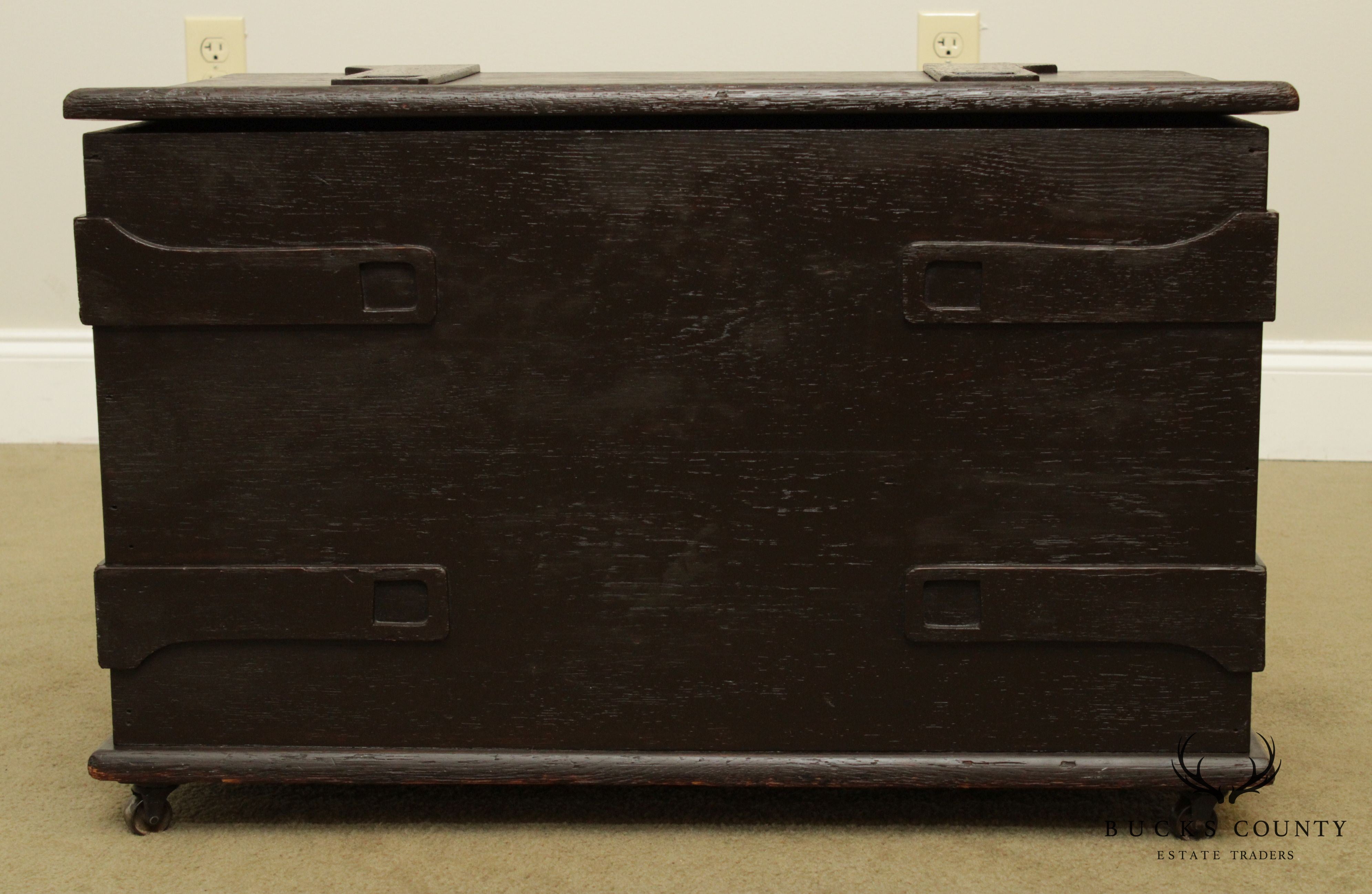 Antique Arts and Crafts Oak Lidded Storage Chest