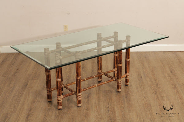 McGuire Rectangular Glass Top Bamboo Dining Table