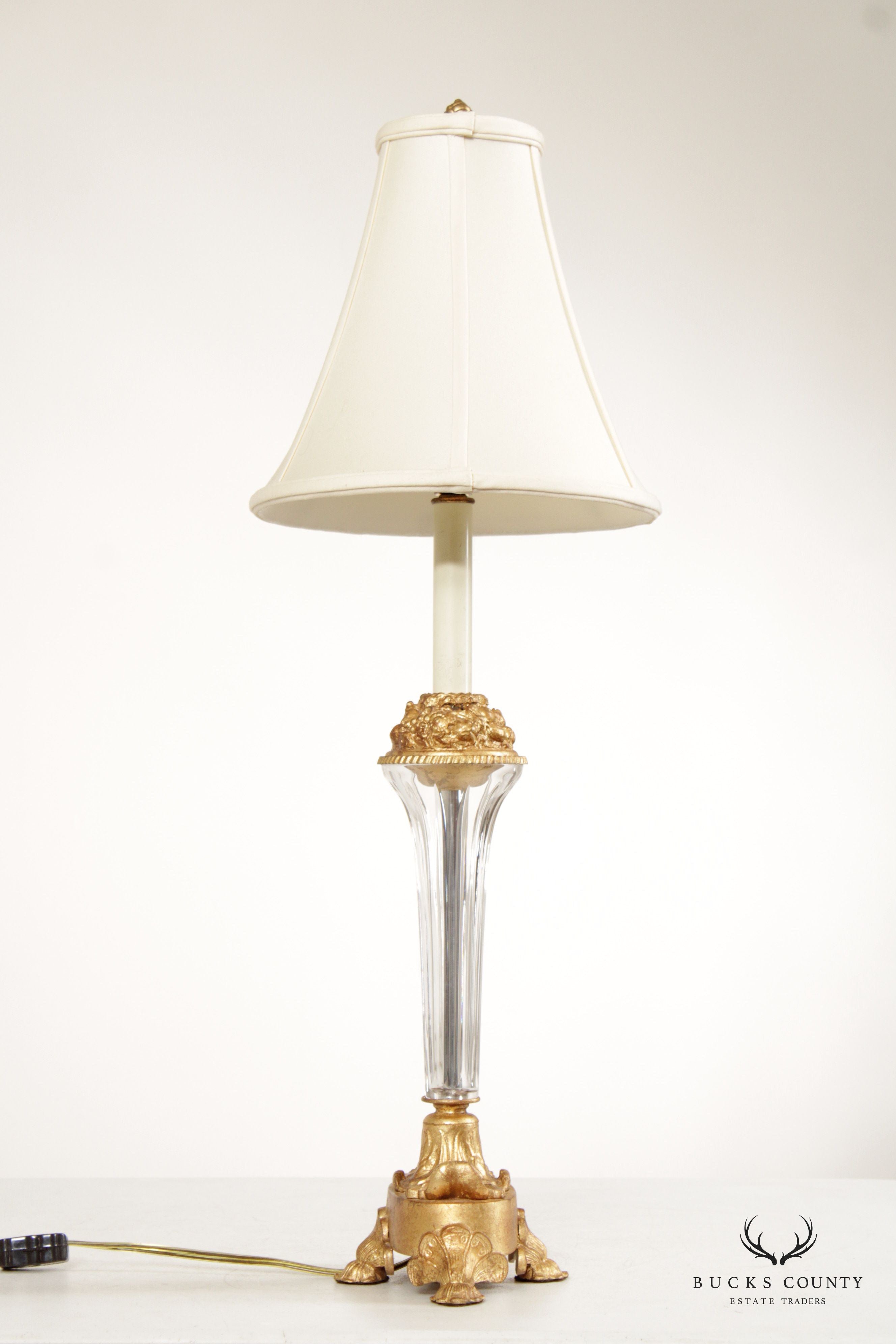 Frederick Cooper Gilt Metal and Crystal Table Lamp