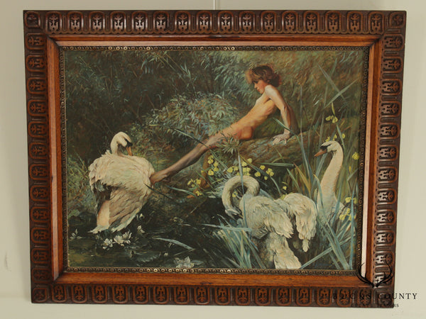 Frank J. Waltrich Oil on Board "Itelena and the Swans" Signed