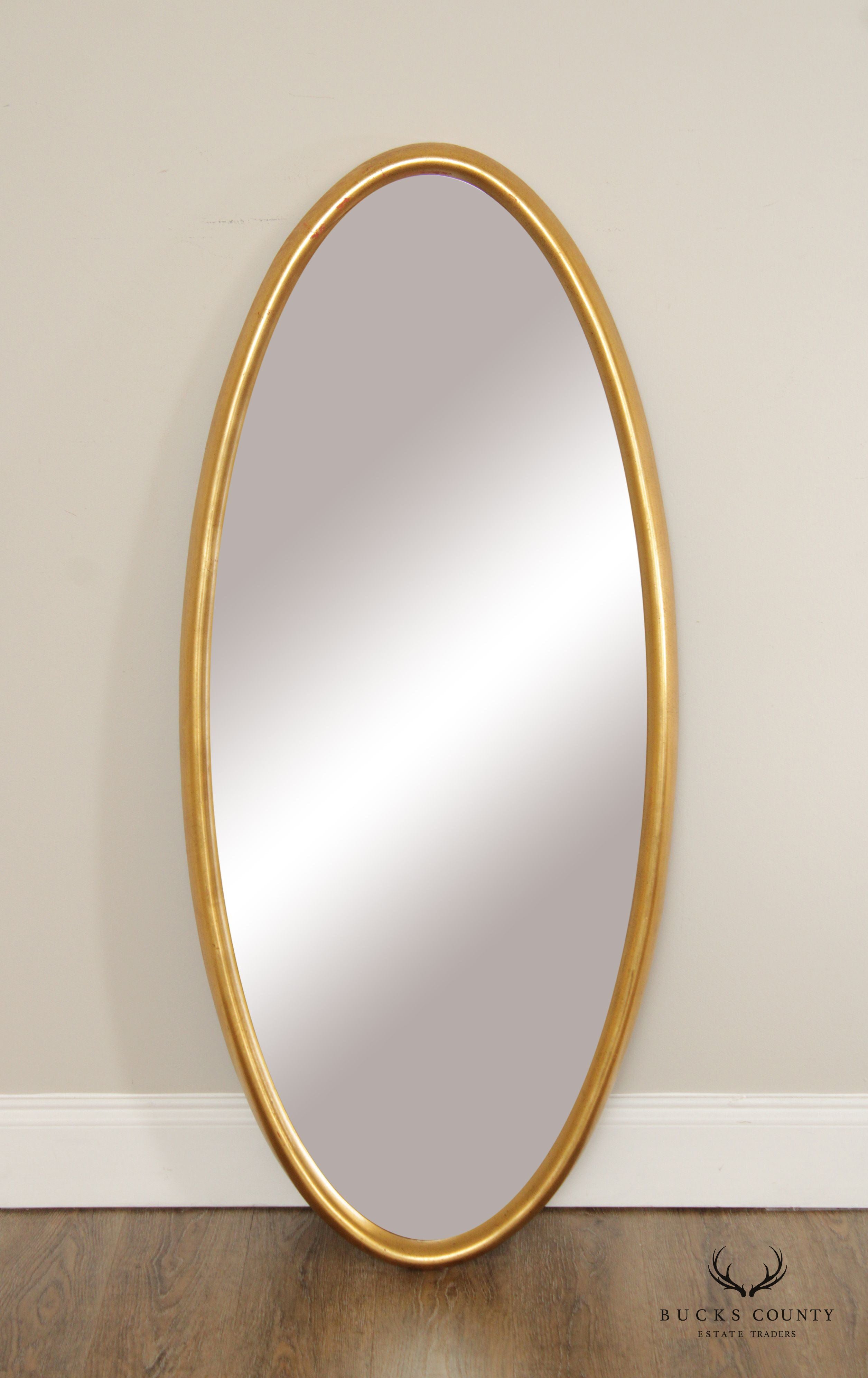 Mid Century Modern Giltwood Oval Wall Mirror