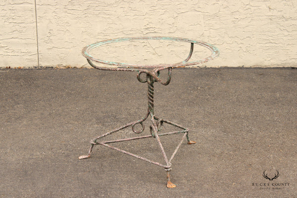 Antique Wrought Iron Round Top Outside Patio Table