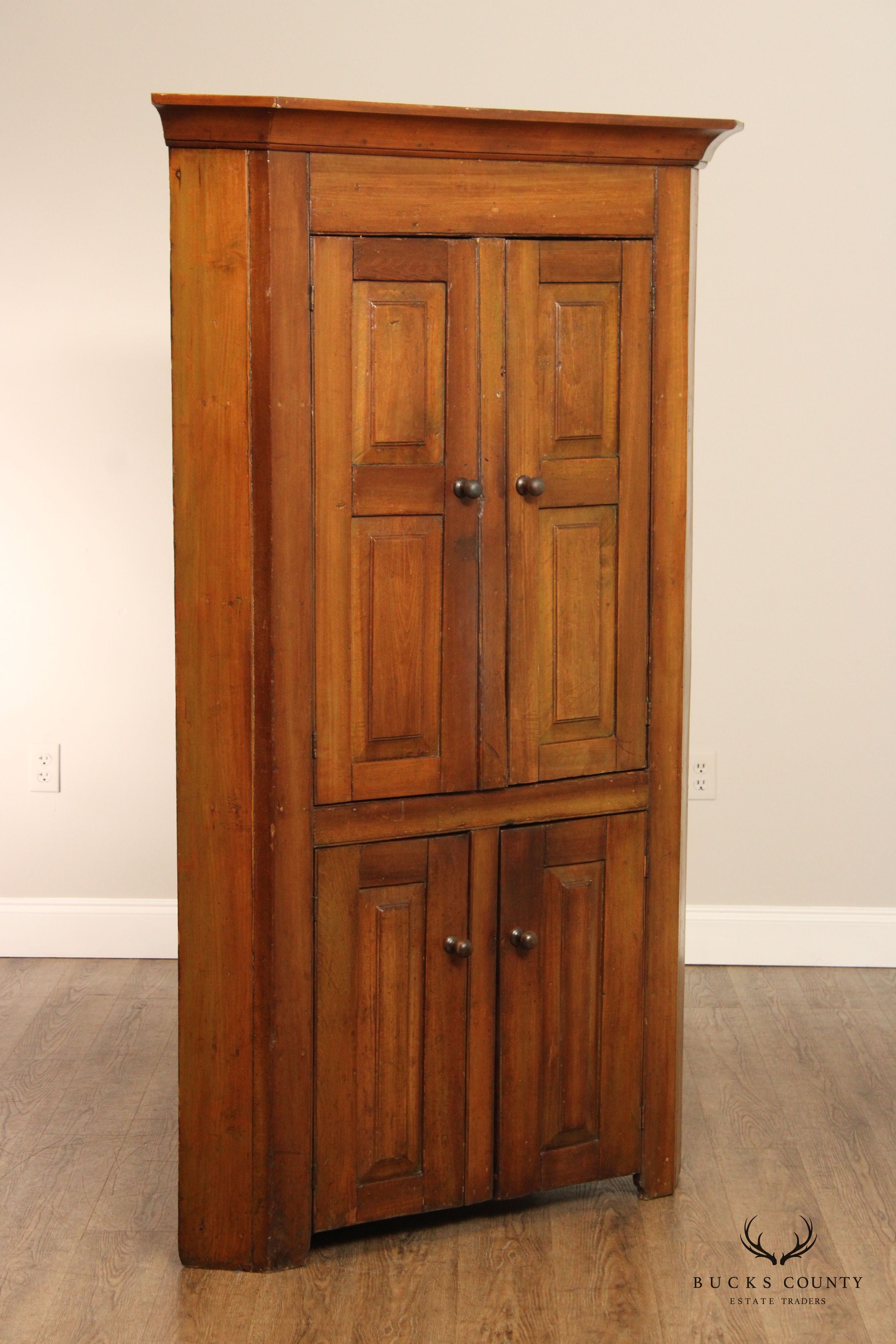 Antique 19th Century Pine Four Door Corner Cupboard