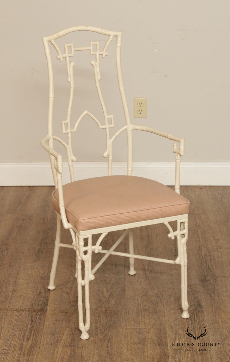 Hollywood Regency Metal Faux Bamboo Arm Chair