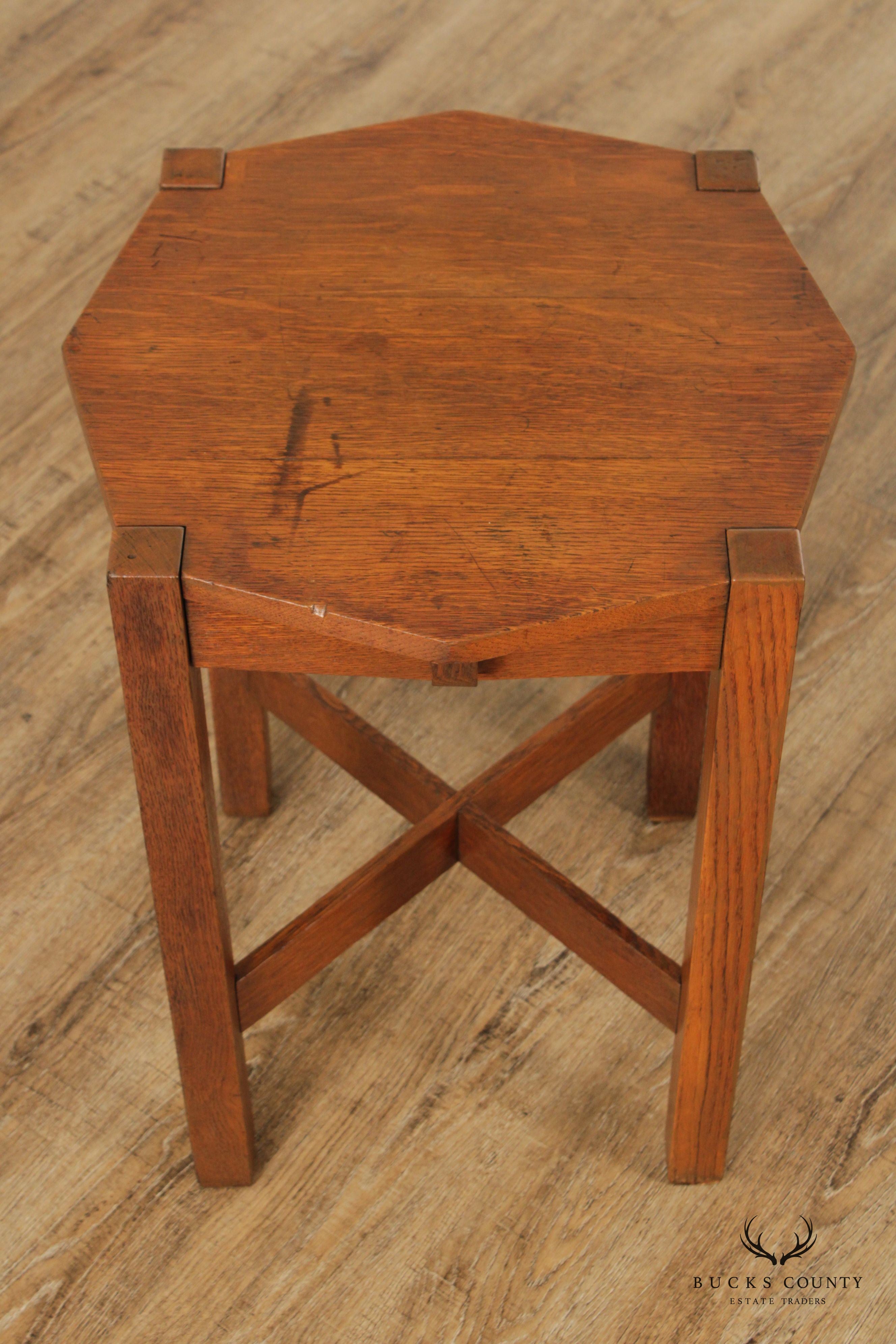 Stickley Brothers Antique Mission Solid Oak Octagonal Lamp Table