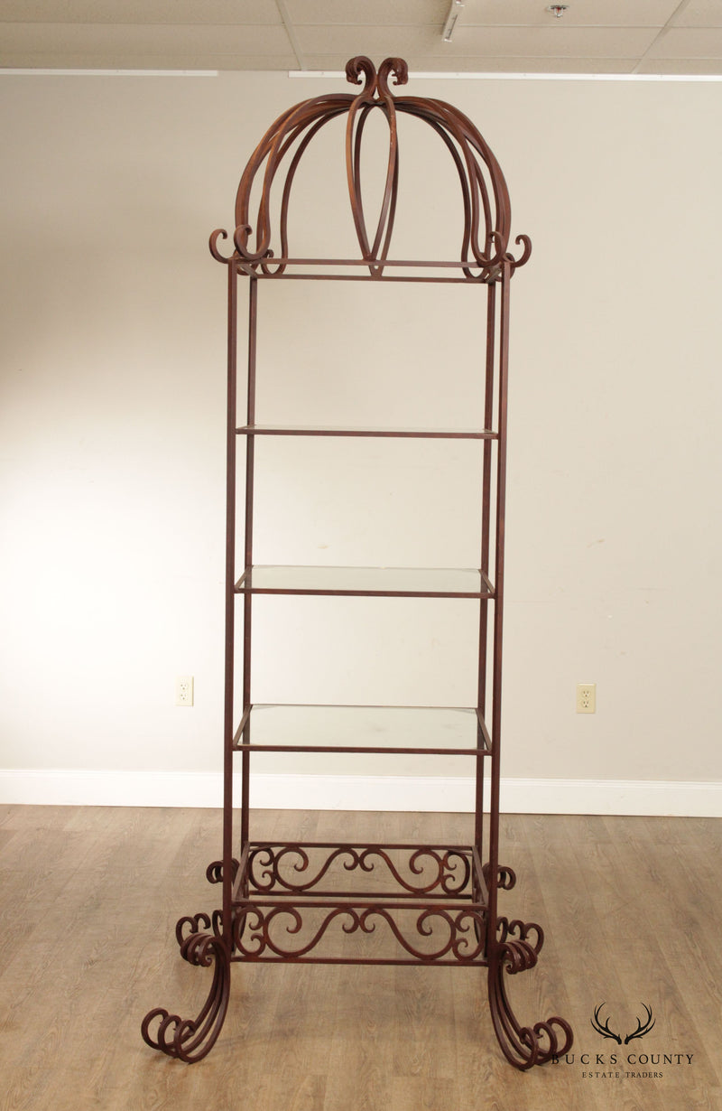 Victorian Style Large Wrought Iron and Glass Etagere