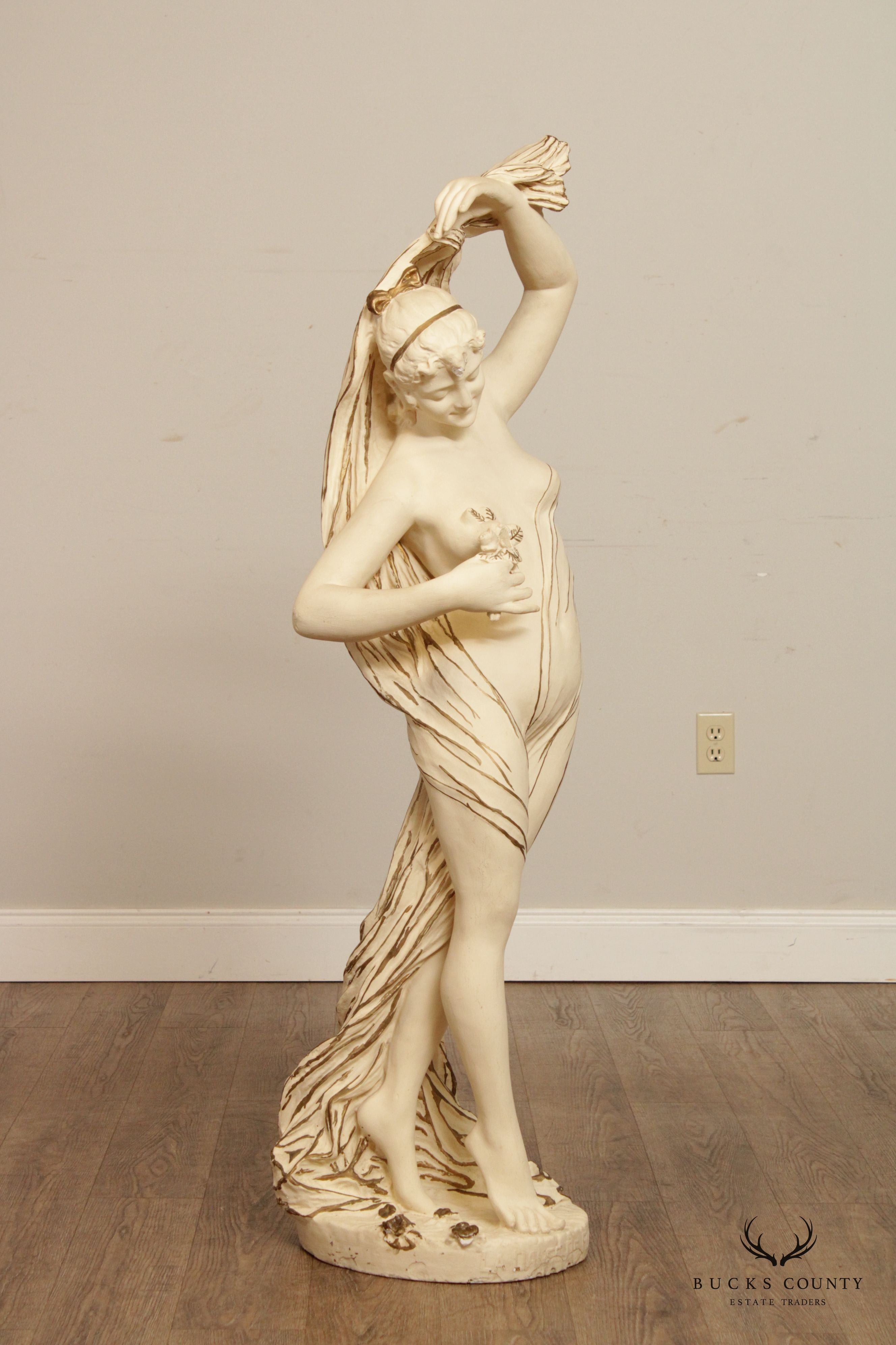 Vintage French 'La Danse de Fleurs' Life-Size Figural Plaster Statue