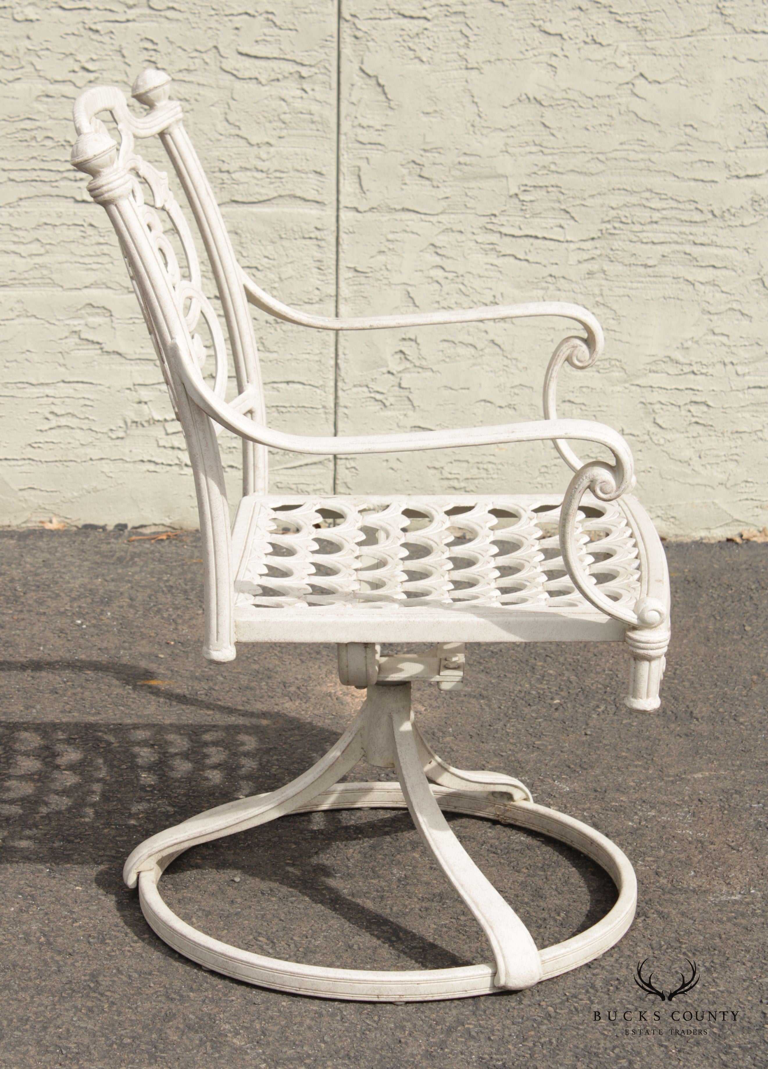 Vintage Hanover Garden Patio Pair Cast Aluminum Swivel Chairs