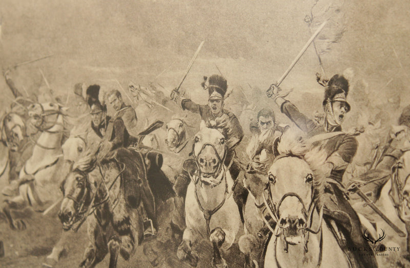 Vintage Pair Napoleonic Wars Fine Art Prints, Custom Framed