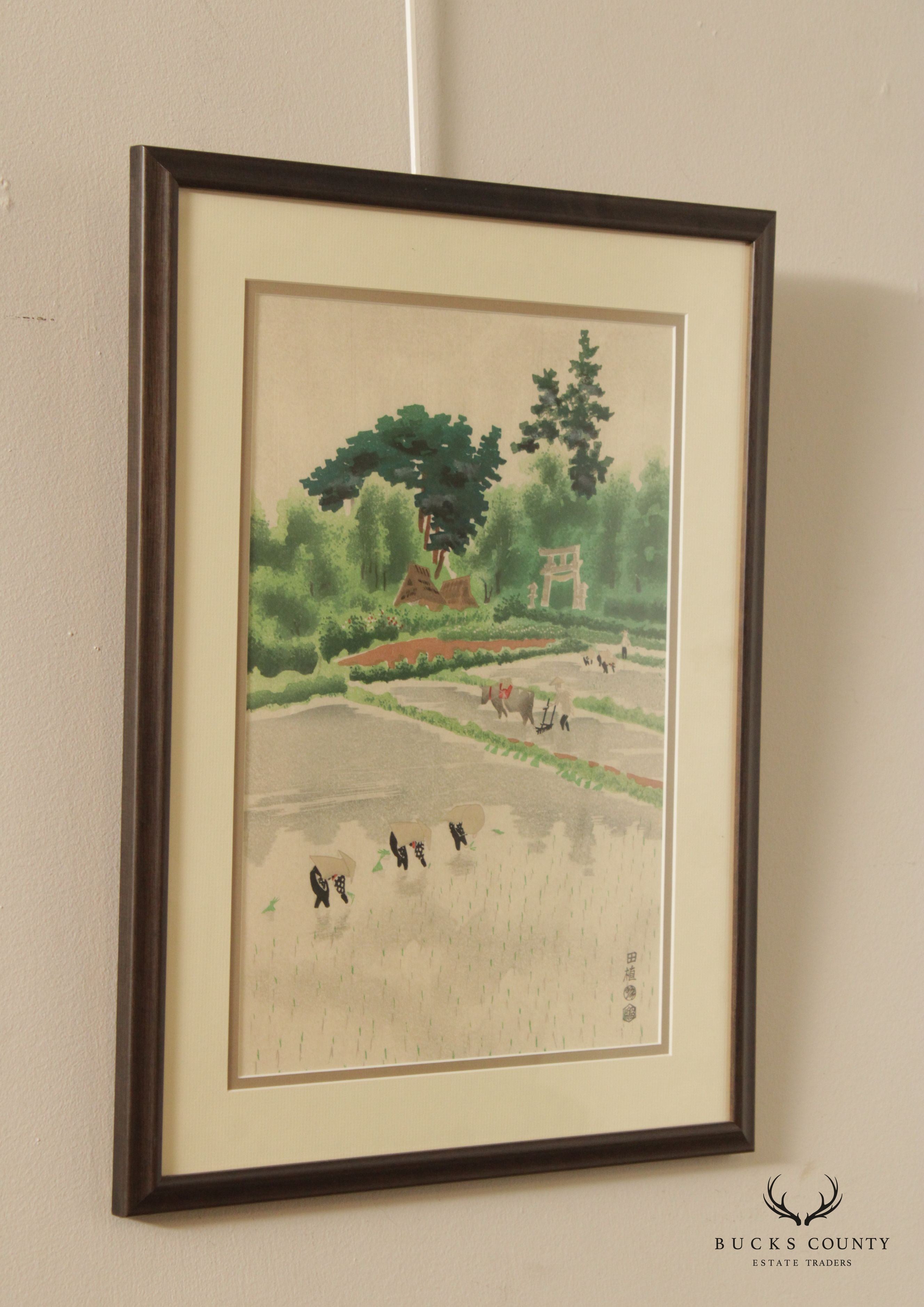 Vintage Japanese 'Rice Planting in Early Summer' Print, After Kotozuka Eiichi