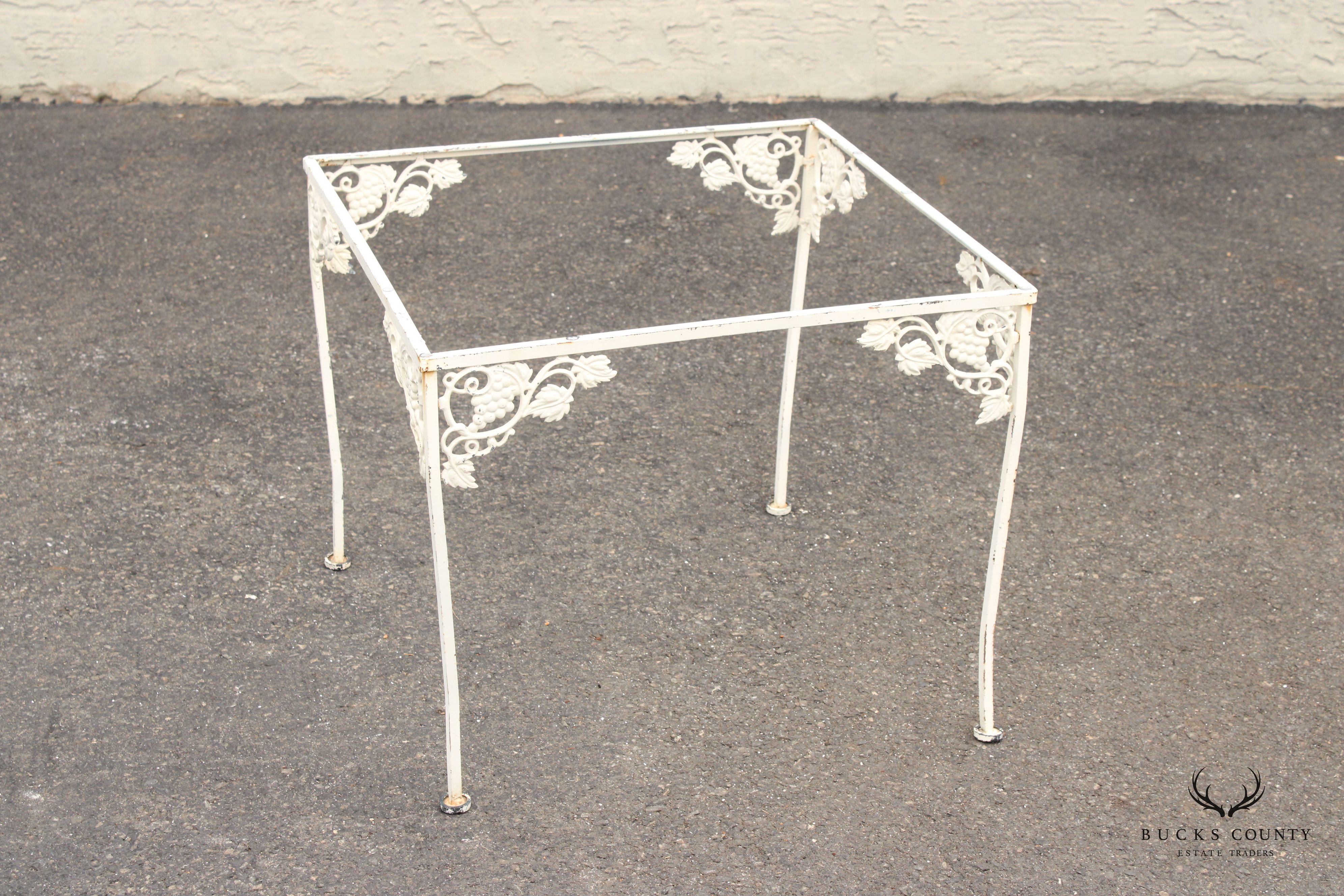 Vintage Wrought Iron Grape Pattern Garden Patio Side Table