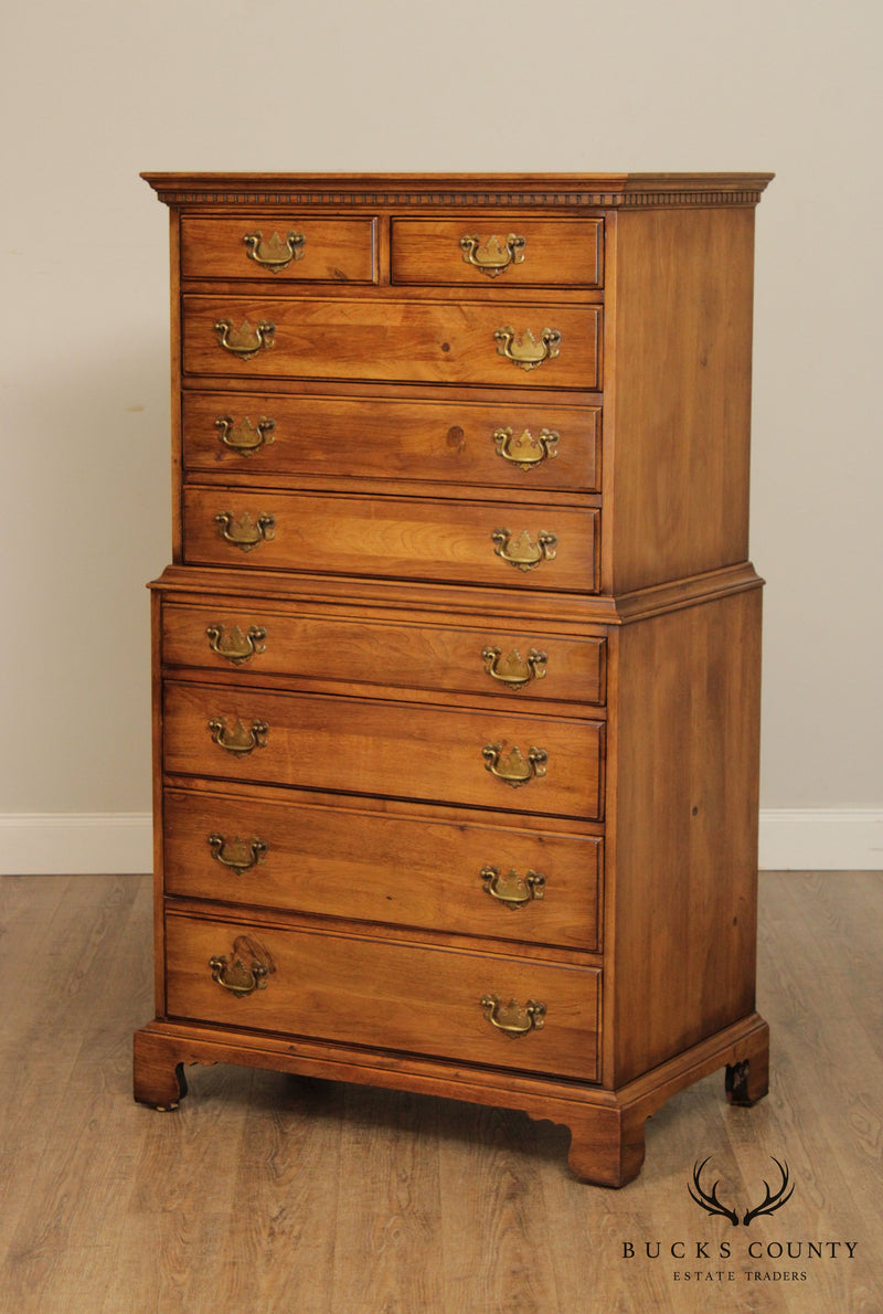 Davis Cabinet Co. Vintage Chippendale Style Solid Walnut High Chest