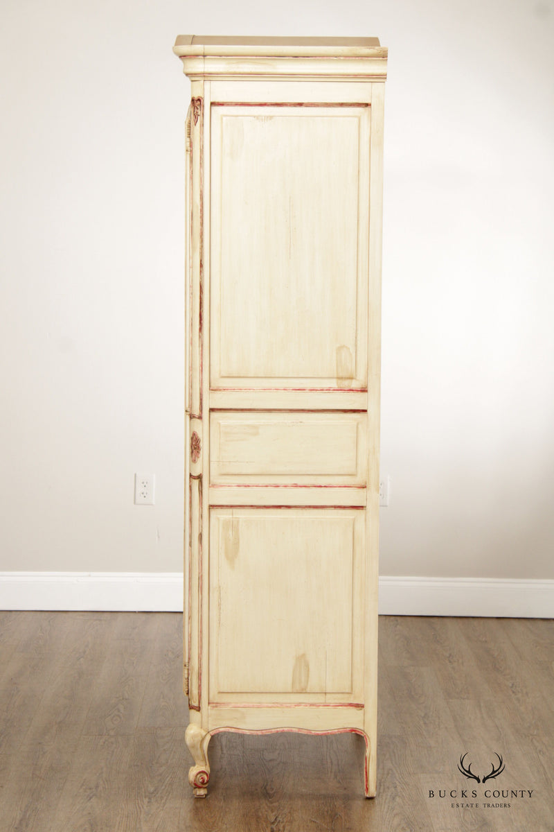 French Provincial Style Single Door Painted Pantry or Storage Cabinet