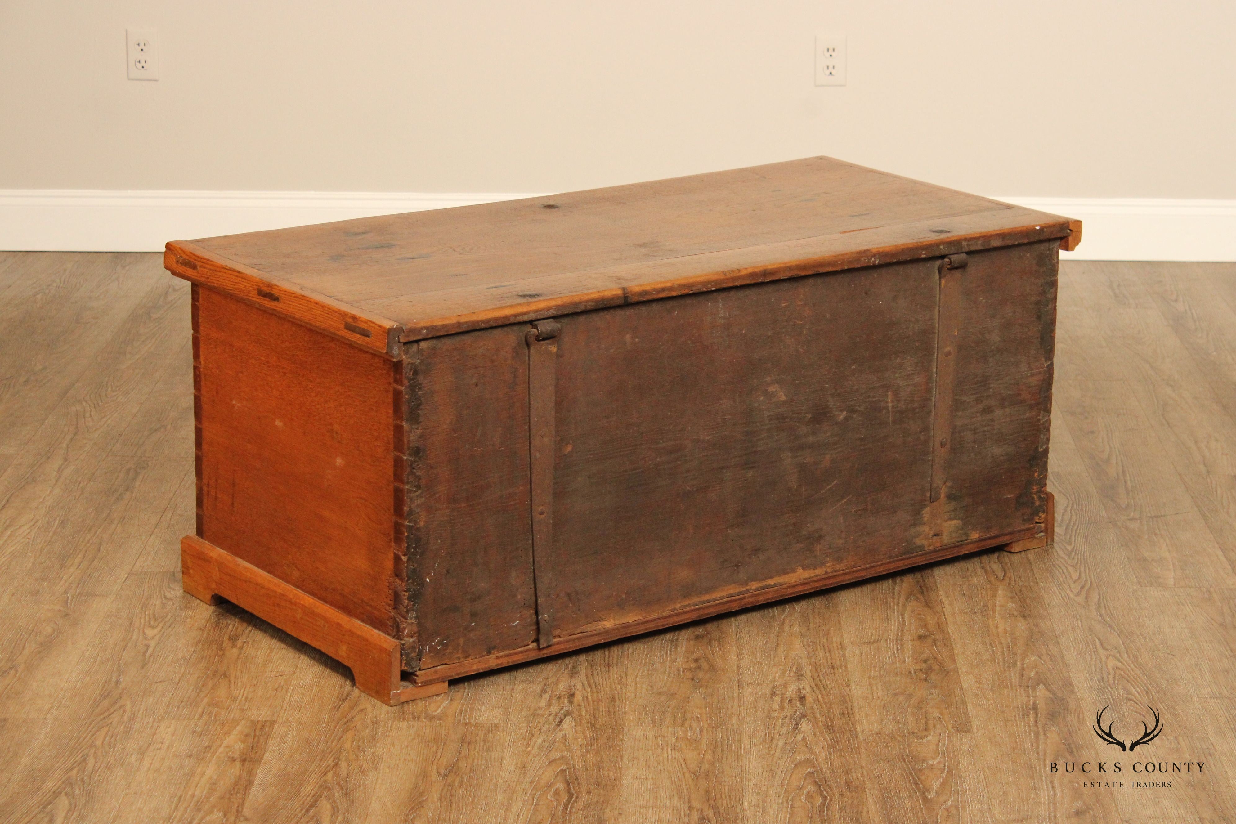 Antique Solid Oak Dovetailed Blanket Chest