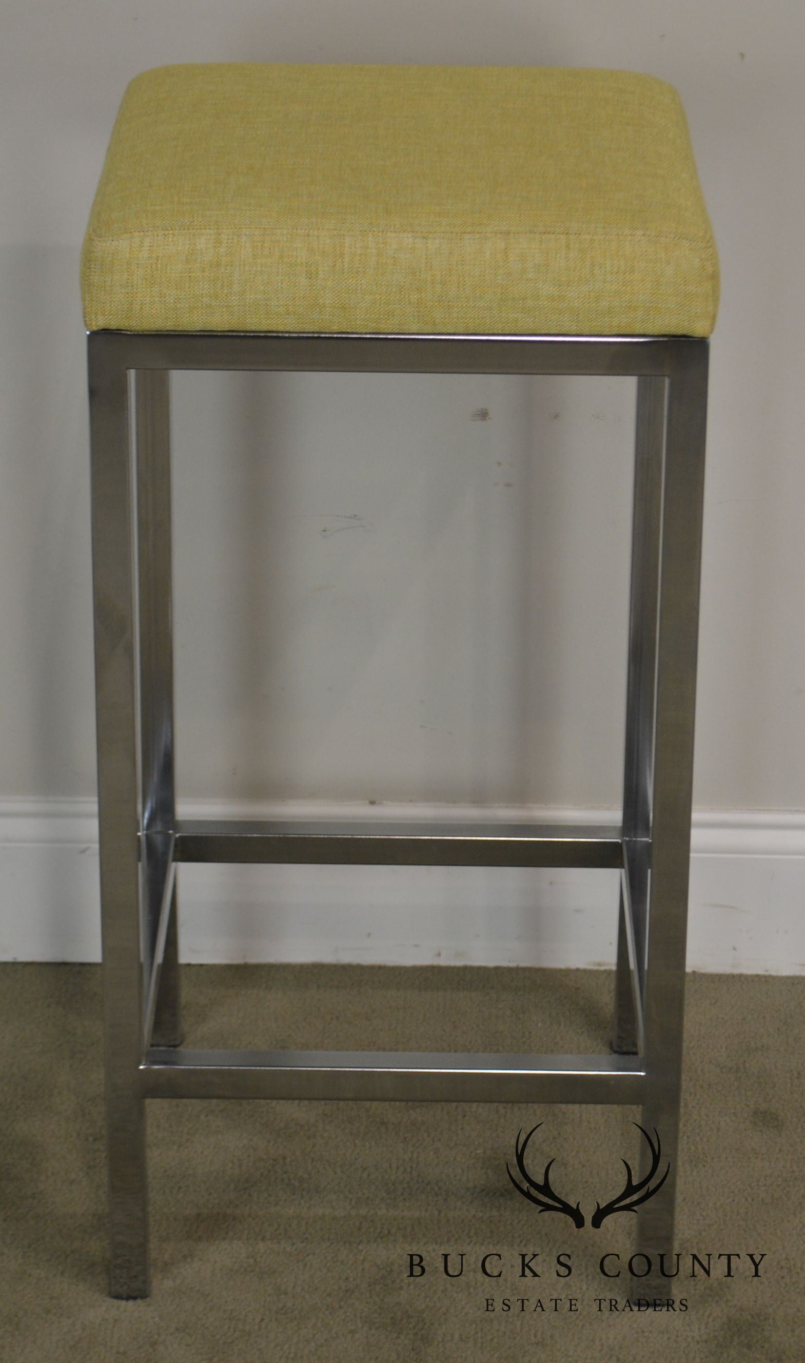 Quality Modern Pair Chrome Bar Stools