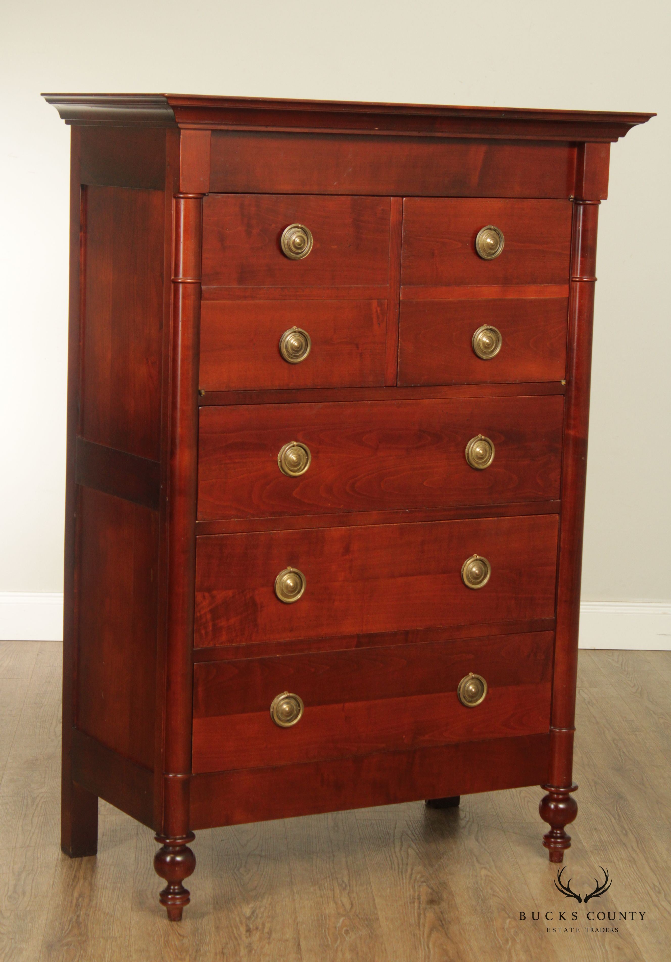 Quality French Cherry Butler's Tall Chest