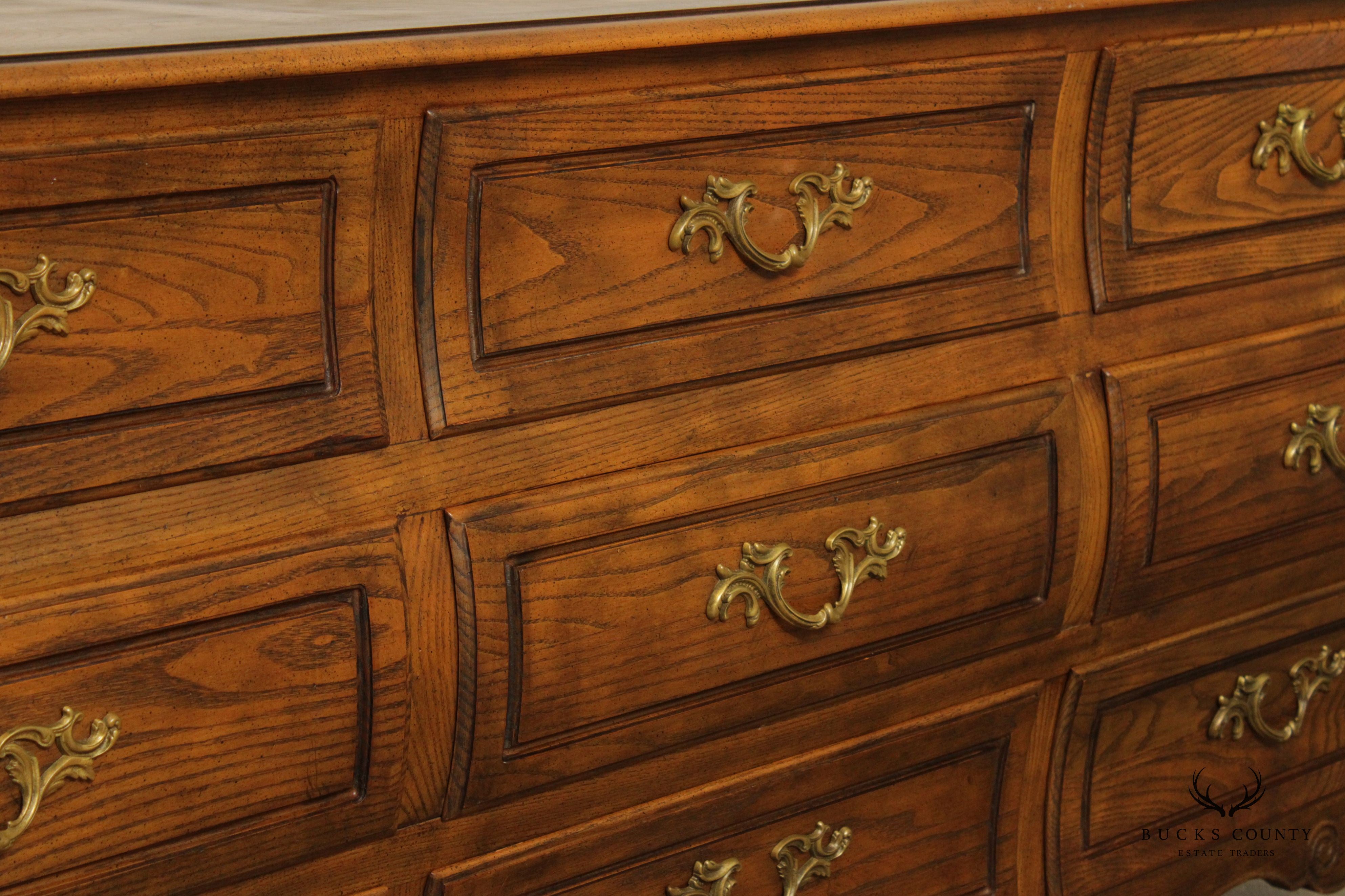 Baker Furniture French Louis XV Style Bombe Triple Dresser