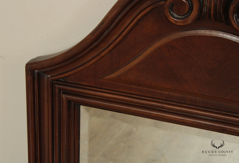 Carved Cherry Pediment Beveled Wall Mirror