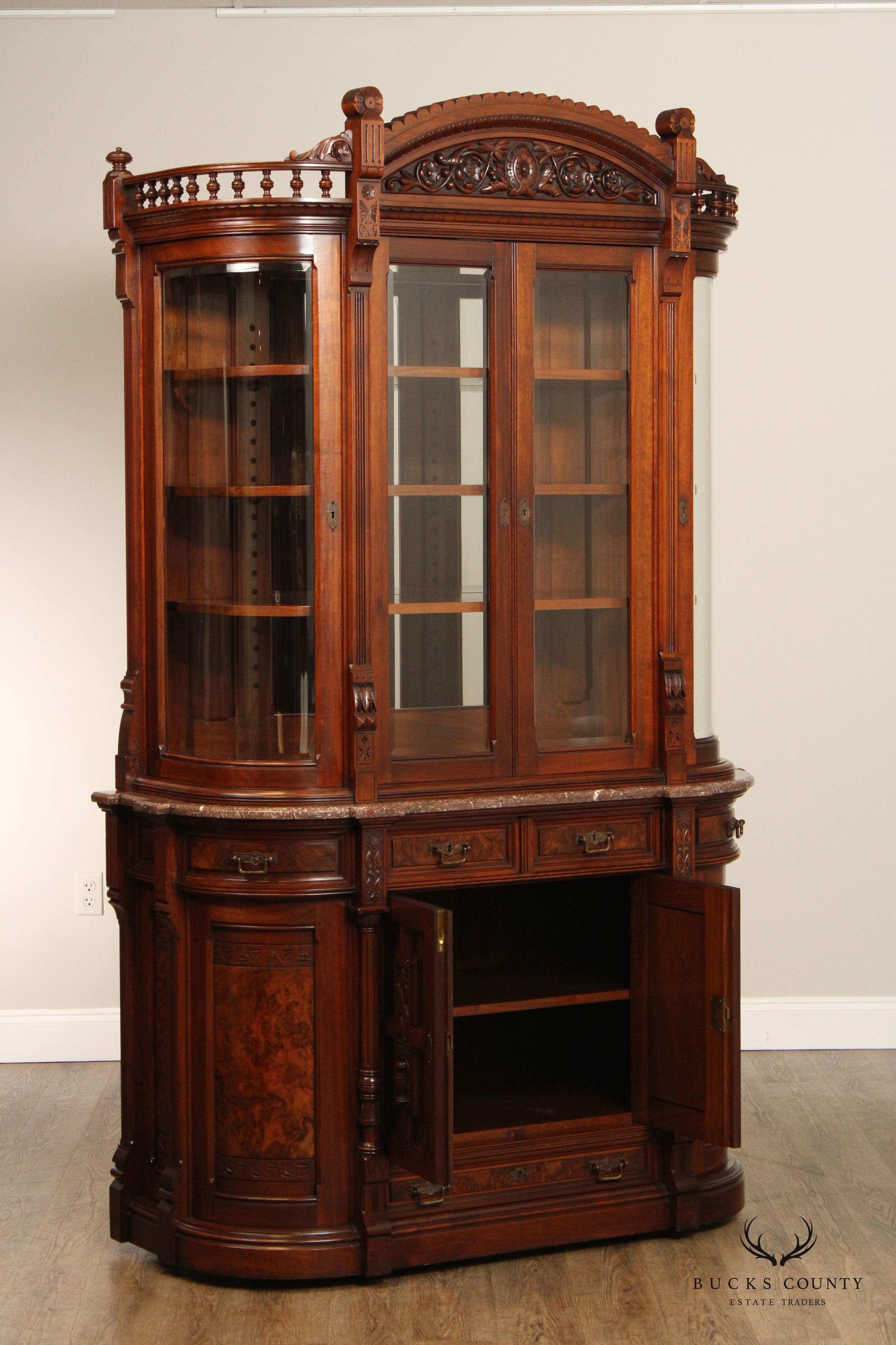 Hale & Kilburn Fine Aesthetic Renaissance Revival Carved Walnut China Cabinet