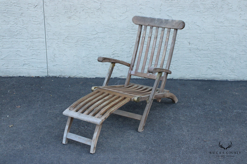 Traditional Teak Wood Outdoor Patio Lounge Chair