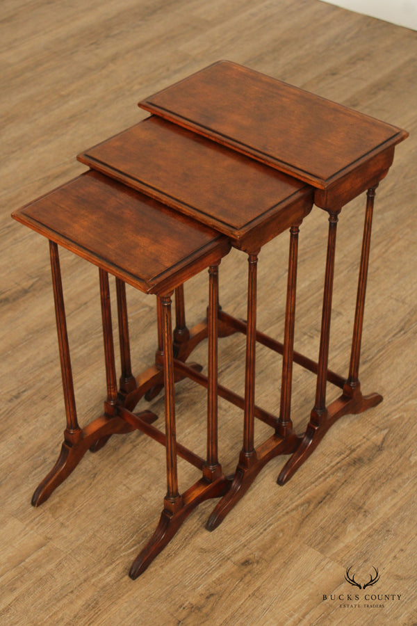 English Traditional Set of Three Mahogany Nesting Tables